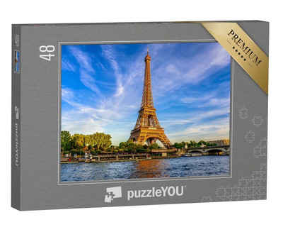 puzzleYOU Puzzle Der Eiffelturm und Fluss Seine bei Sonnenuntergang, 48 Puzzleteile, puzzleYOU-Kollektionen Seine, Paris, Städte, Europa, 500 Teile