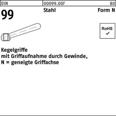 Reyher Griff 100er Pack Kegelgriff DIN 99 N 125 M16 Stahl geneigte Griffachse 1 St