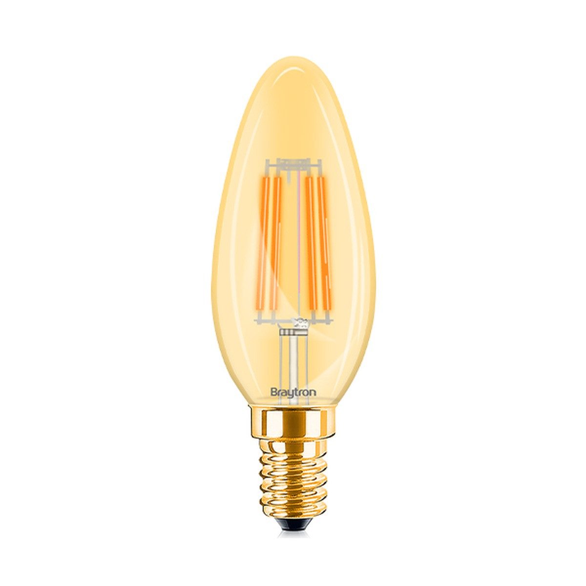 Braytron LED-Leuchtmittel 10x E14 Filament Vintage Lampe LED Leuchte Leuchtmittel Kerzenform, E14, Warmweiß, Glas, Energieeffizient, Flimmerfrei, Langlebig, 10er Set