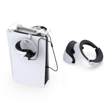Tadow Horizontaler Ständer für PS5 Konsole, PS VR2-Ständer, Klammern Konsolen-Halterung, (Mit Ständer und magnetischem Ladekabel für PS VR2 Controller)