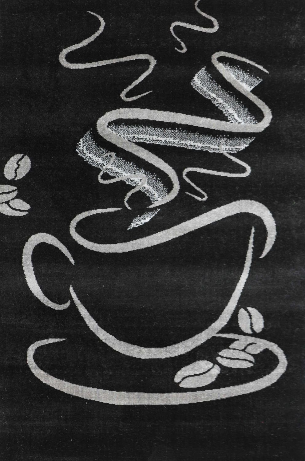 Teppich Küchenteppich Cappuccino, Küchenteppiche, Vimoda, Trendiger Muster Schwarz Rechteckig, Tasse, Kurzflor mm, Höhe: 5 Teppich, Kaffee