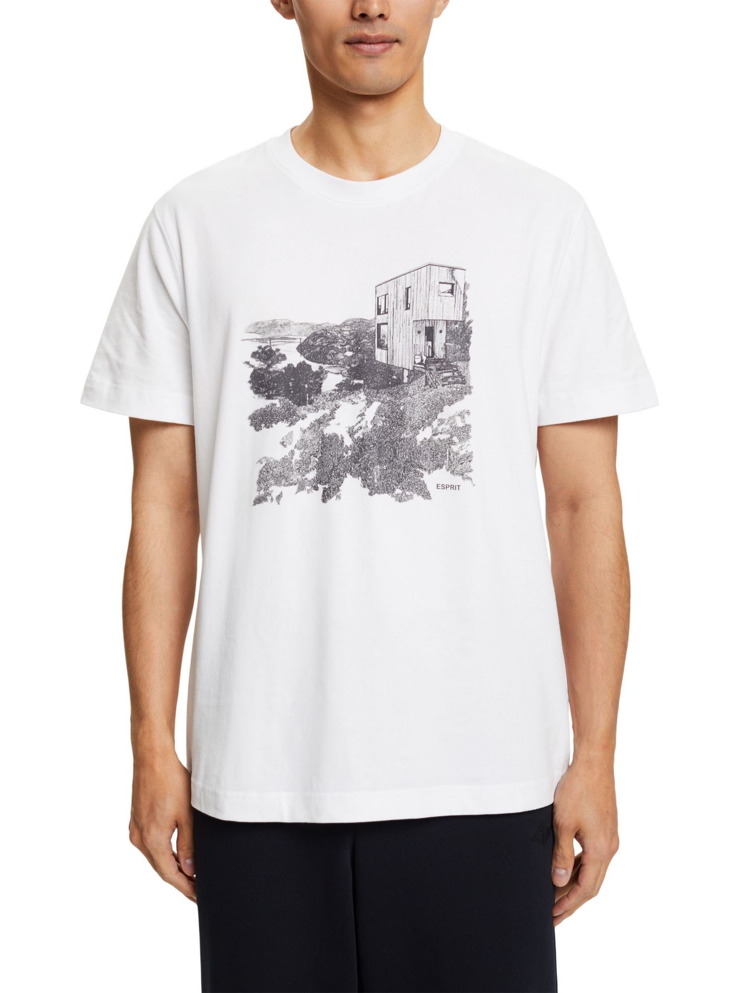 T-Shirt WHITE mit Grafikprint T-Shirt (1-tlg) Esprit