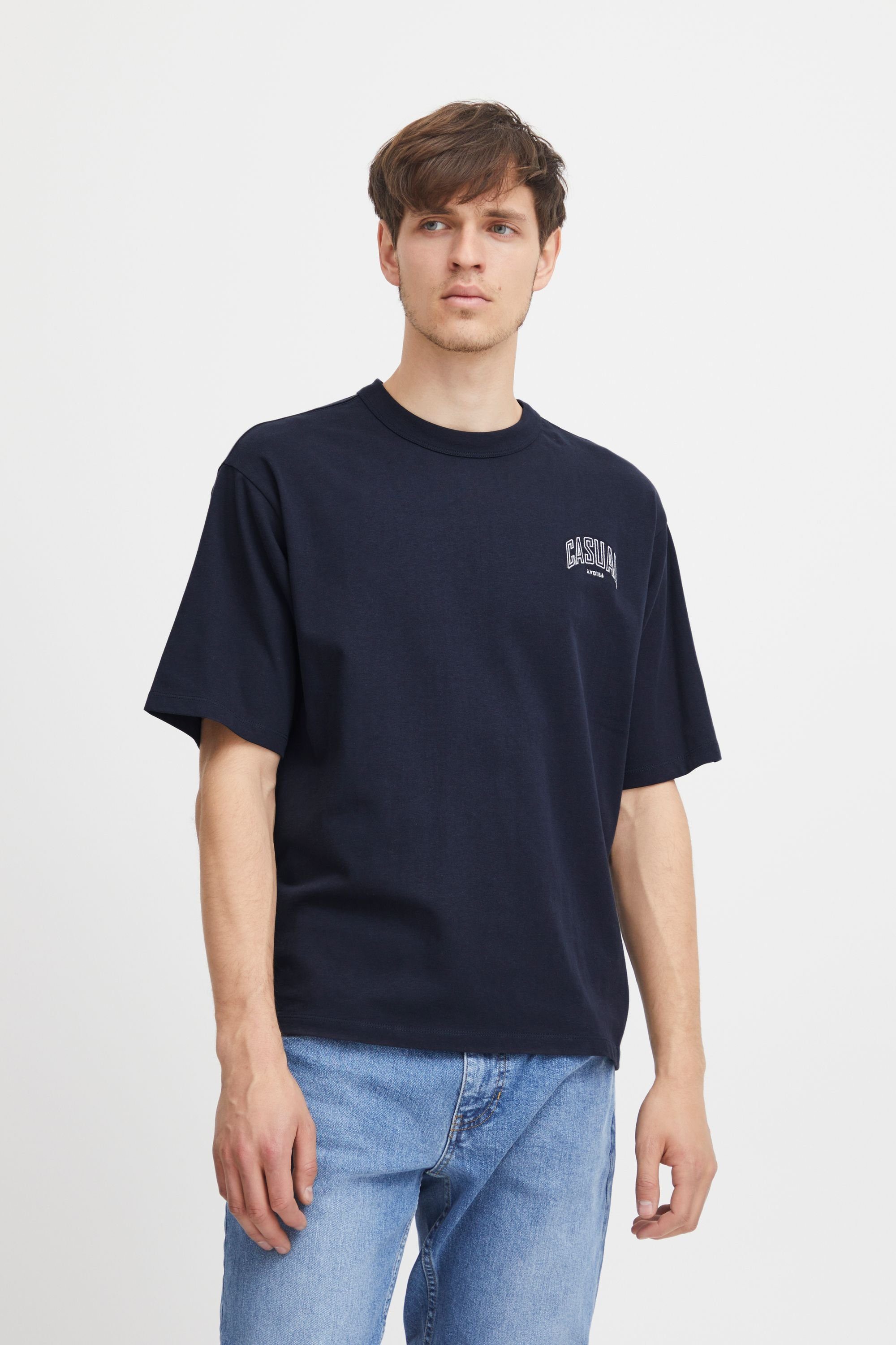 Casual Friday T-Shirt CFTue tee with small chest embroidery - 20504815 Dark Navy (194013)