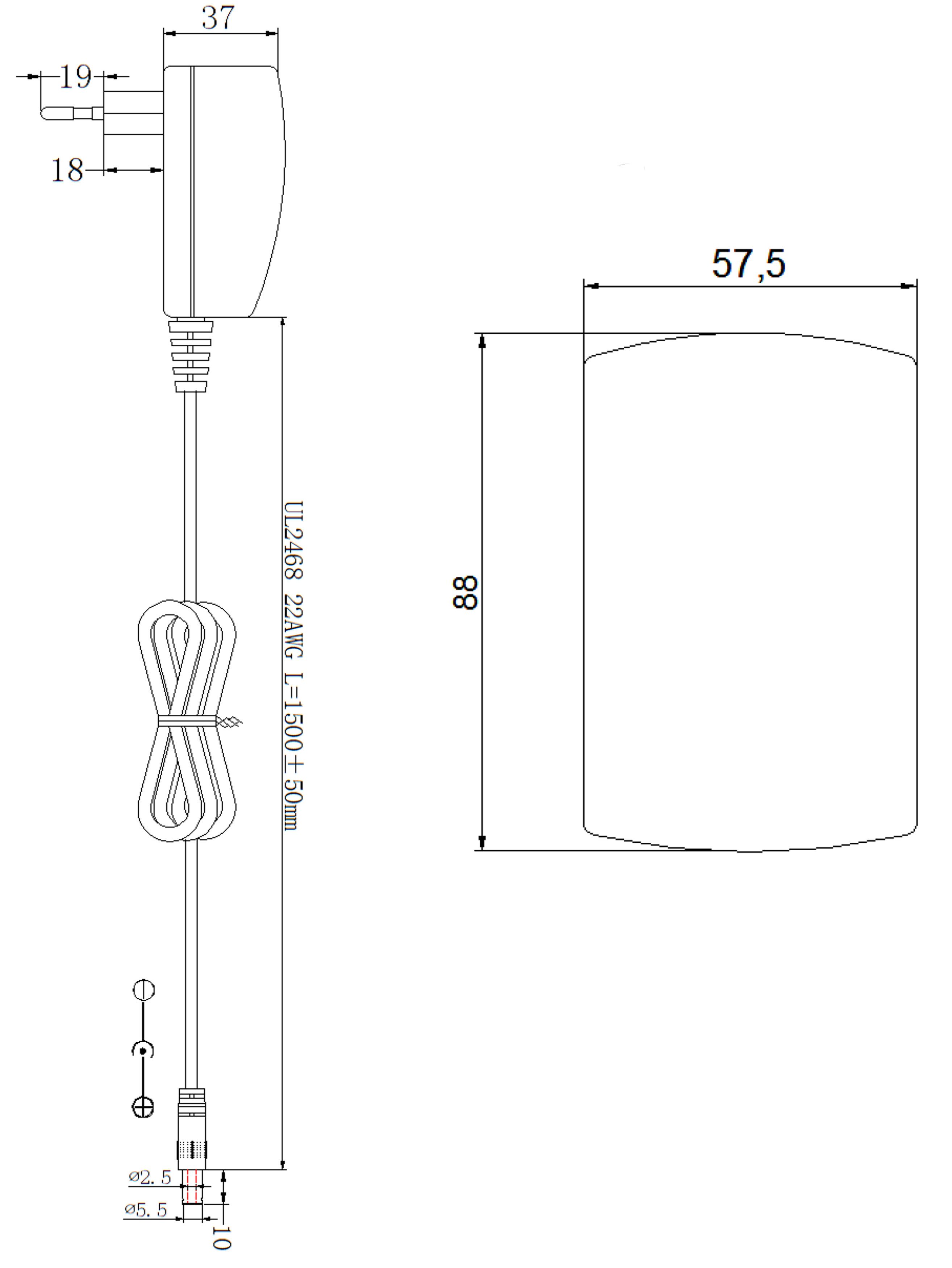 Poppstar Steckernetzteil 24V 1,5A (1500mA, 5,5/2,5mm) Universal-Netzteil (AC DC Universal Netzteil 24V, Kabellänge 150cm)