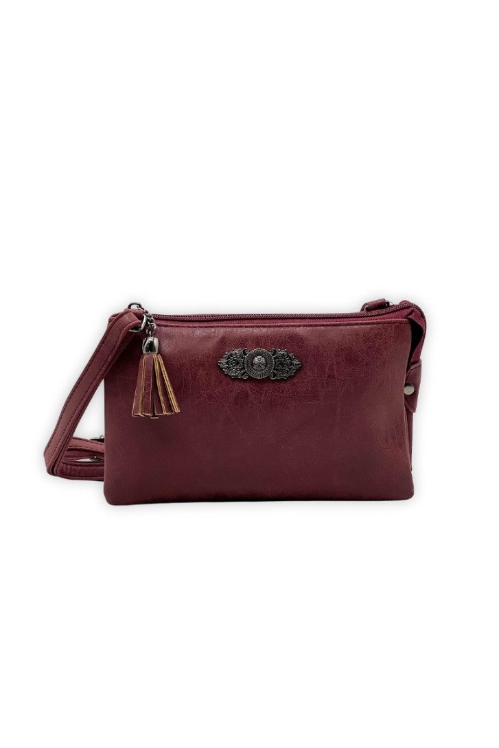 Handtasche Trachtentasche - RAMONA - taupe, beere