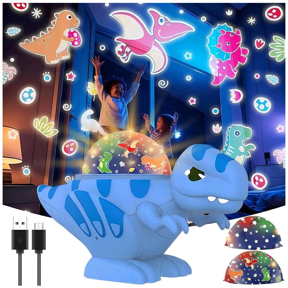QUBEBU LED Nachtlicht Dinosaurier Sternenhimmel Projektor Kinder Geschenke 3-in-1 Nachtlicht, 16 Lichtmodi, LED fest integriert, Drei Themenmodi: Dinosaurierwelt, Sternenwelt und Nachtlicht., Kinderzimmer, Schlafzimmer, Birthday geschenke, Weihnachtsdekoration