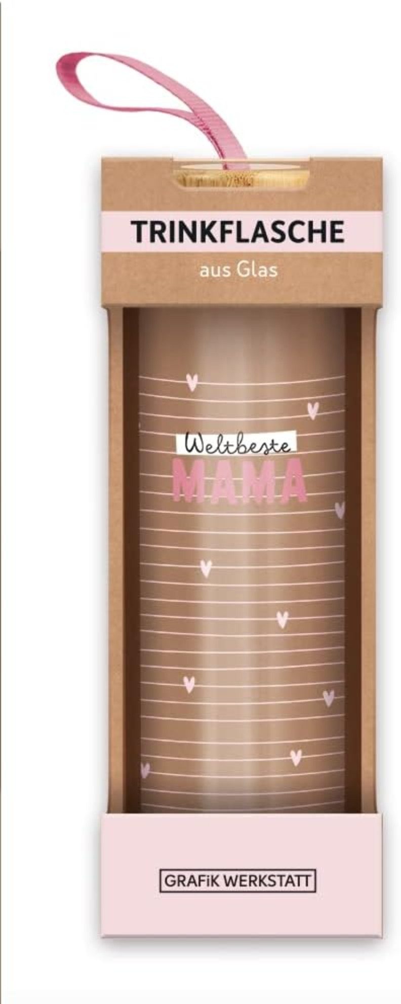 Grafik Werkstatt Trinkflasche Grafik-Werkstatt Trinkflasche aus Glas mit lustigem Spruch, Borosilikatglas