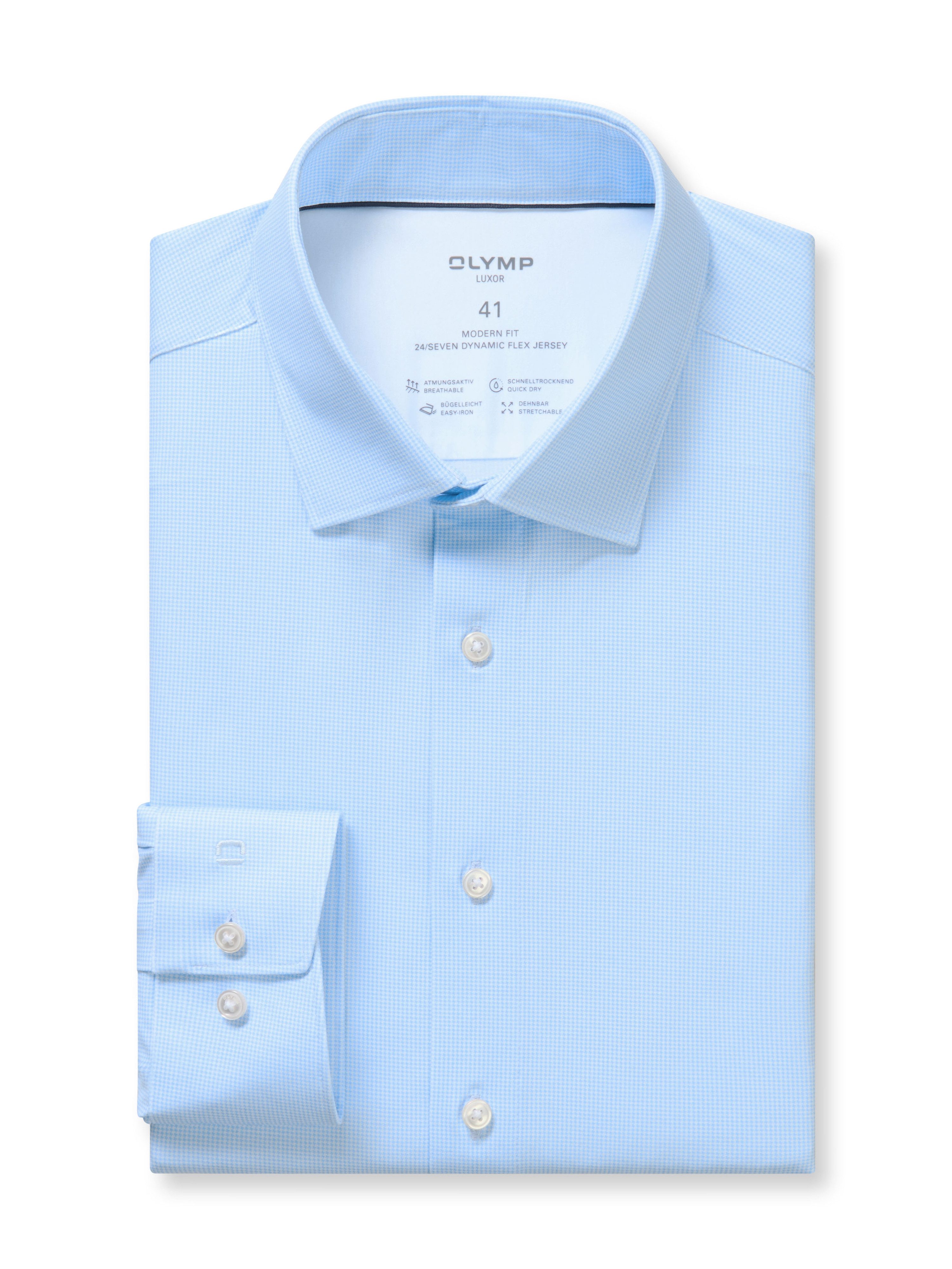 OLYMP Langarmhemd Luxor 24/Seven Businesshemd, Jersey, modern fit, New Kentkragen