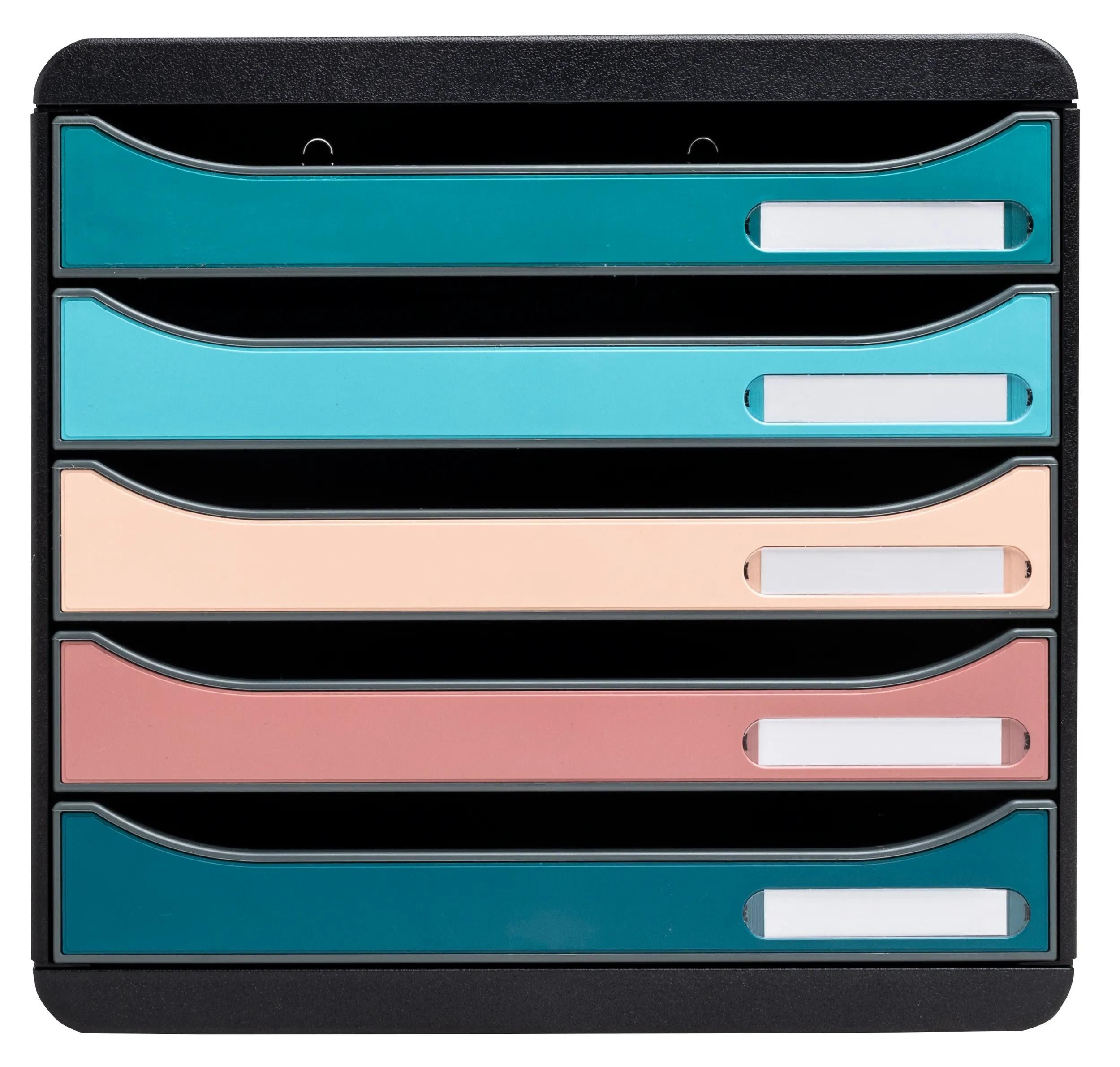 EXACOMPTA Schubladenbox Big Box, Schubladenbox mit 5 Schubladen, Skandi - sortiert - 309606D, Boxen stappelbar