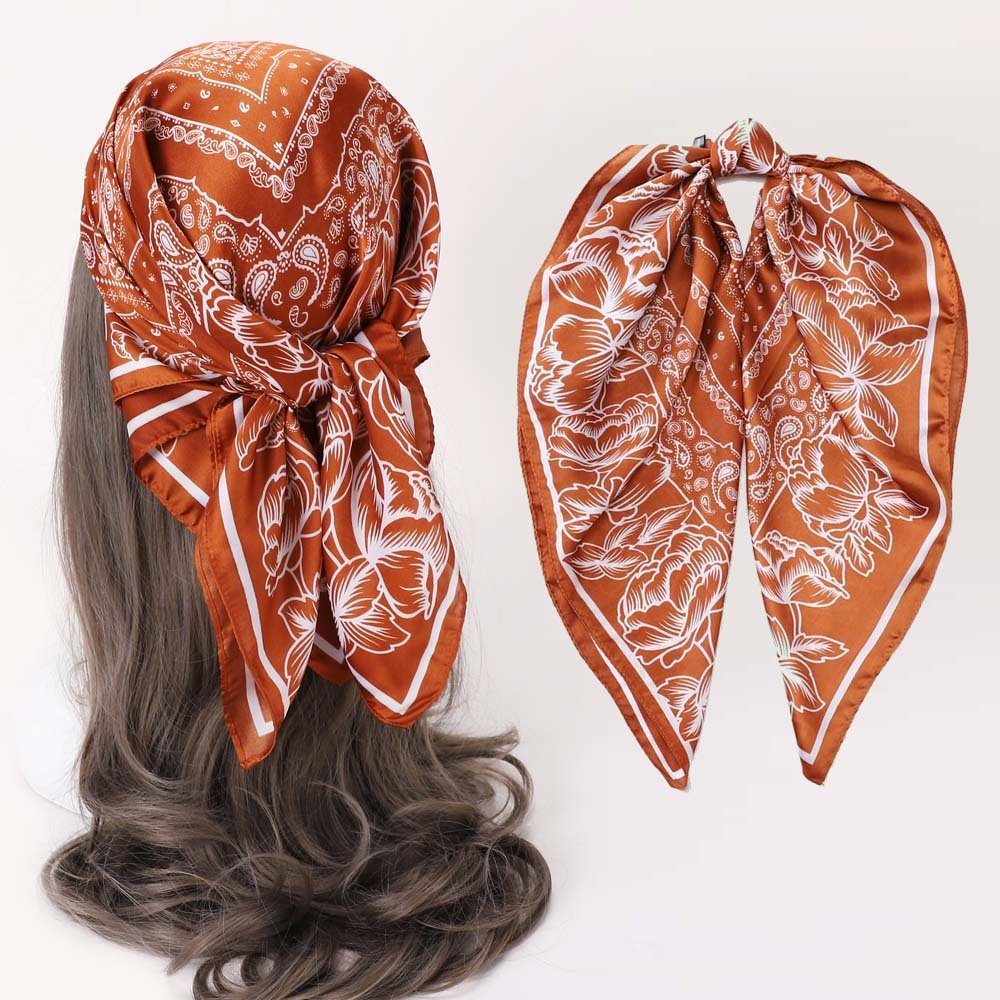 Kopftuch 70x70cm Orange Mode Damen Für Schal Frauen GLAMO Seidenschals Kopftuch