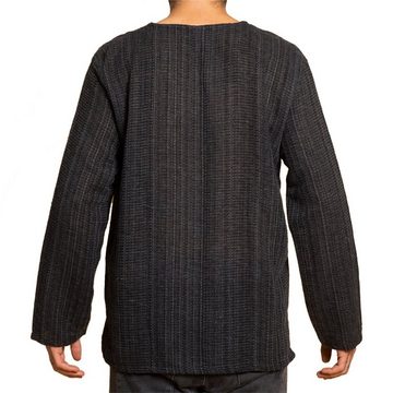 PANASIAM Kurzarmhemd Farmerhemd grob gewebtes Herrenhemd aus hochwertiger Baumwolle Langarmhemd lockere Passform legeres Fischerhemd