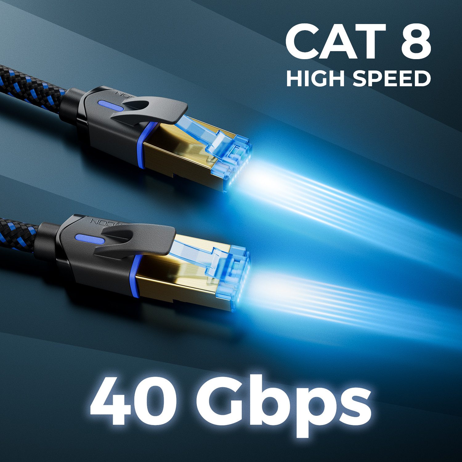 deleyCON deleyCON 20m CAT8 Netzwerkkabel (40 Gbit/s, S/FTP, 100% Kupfer, RJ45, LAN-Kabel