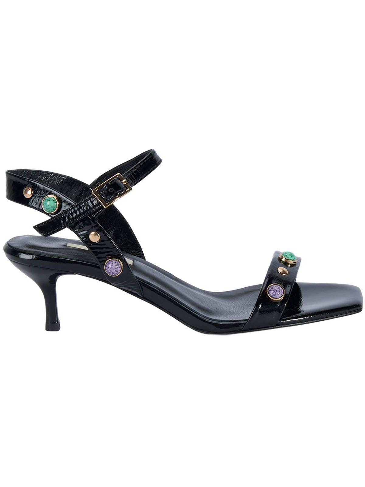 Desa DESA Damen-Sandalen aus Lackleder mit Strassdetails und Absatz Sandale