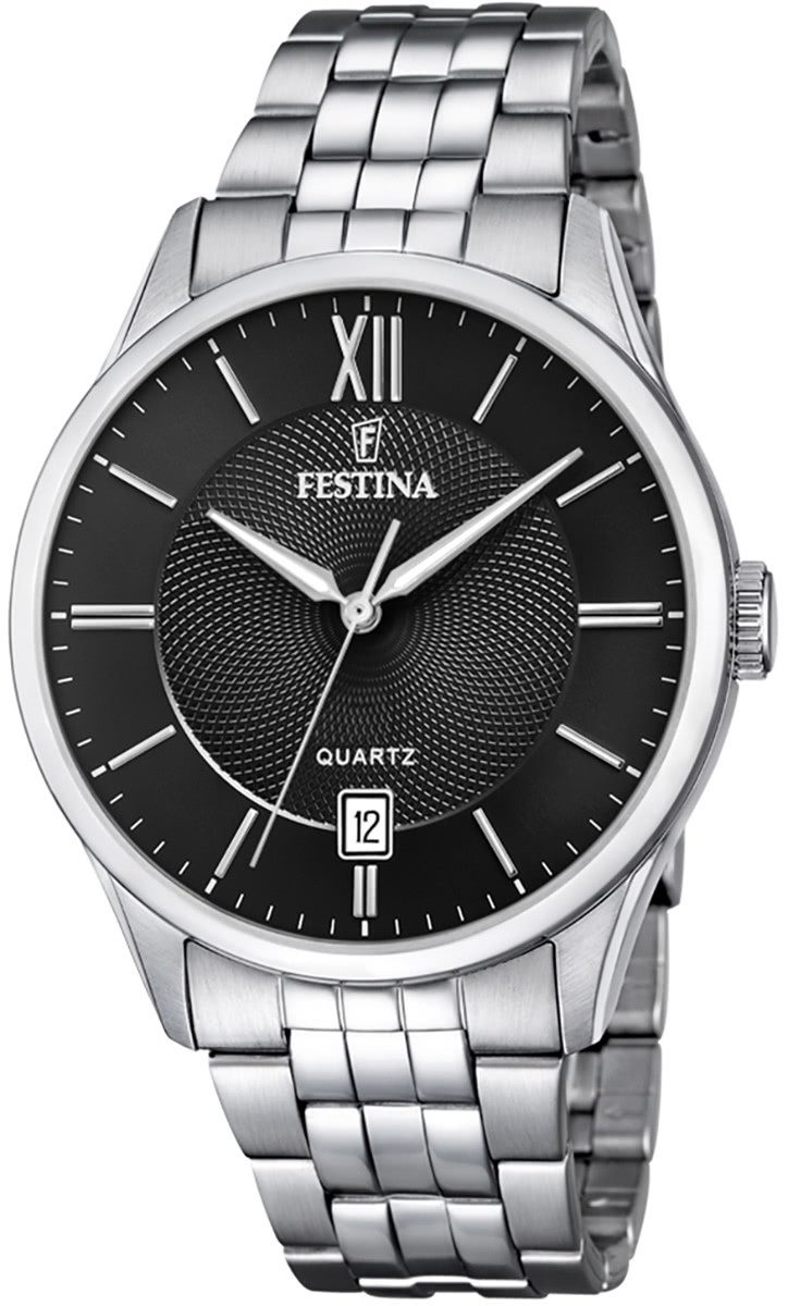 Festina Quarzuhr Festina Herren Uhr F20425/3 Edelstahl, (Analoguhr), Herren Armbanduhr rund, Edelstahlarmband silber