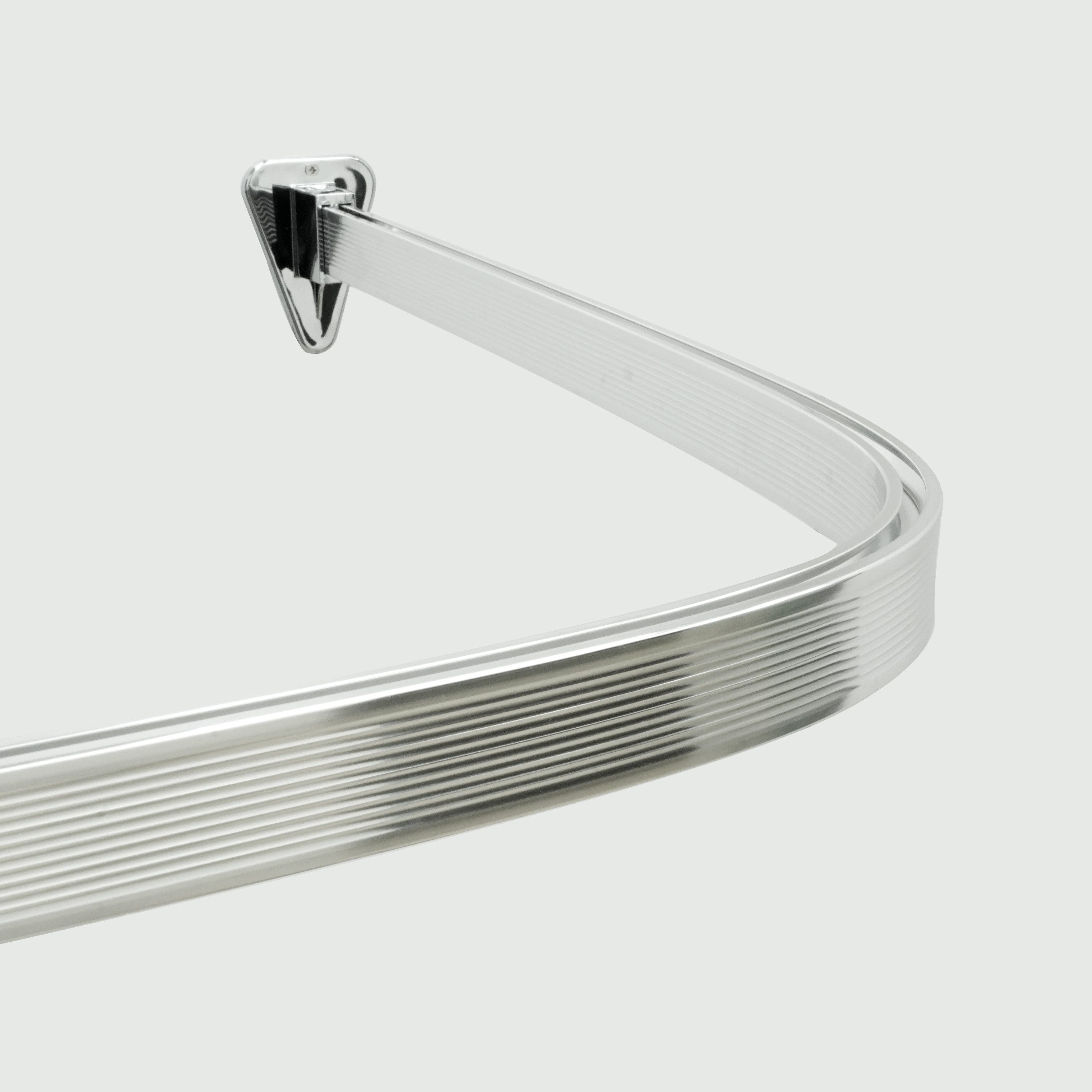 Euroshowers GmbH Duschvorhangstange Biegsame Duschstange 300cm Duschvorhangstange flexibel formbar – Chrom, 1-läufig, Wand, Decke, Schrauben, Aluminium, Kann von Hand gebogen werden