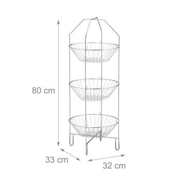 relaxdays Obstschale Obst Etagere 3-stöckig, Stahl