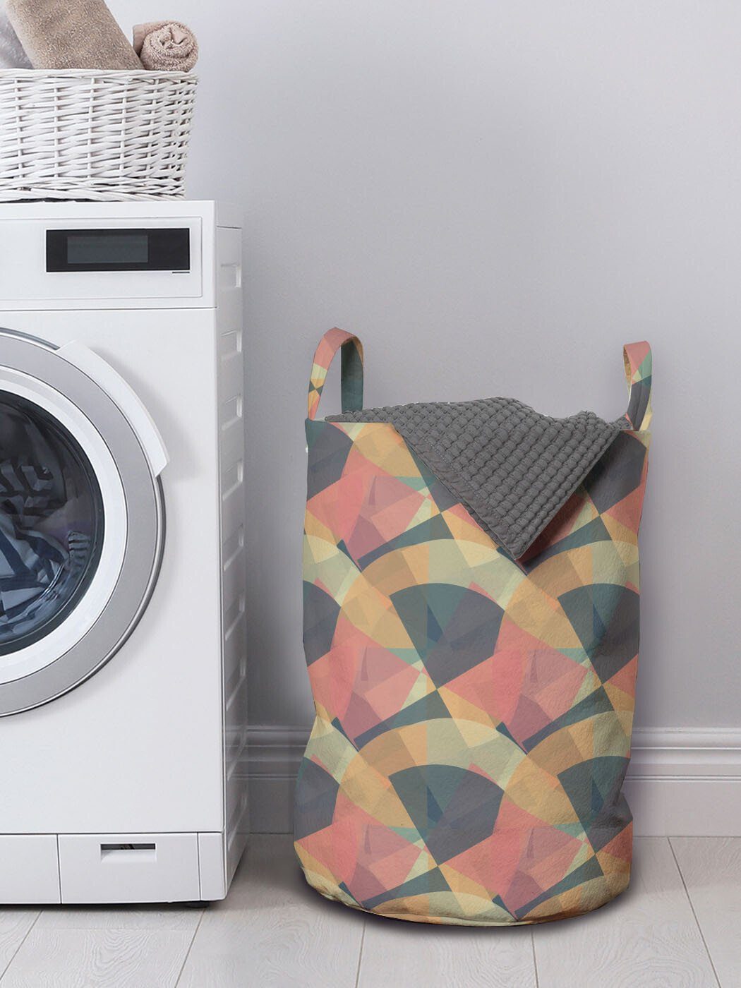 Wäschesäckchen Kordelzugverschluss Wäschekorb für mit Pastell Abstrakt Griffen Abakuhaus modernes Waschsalons,