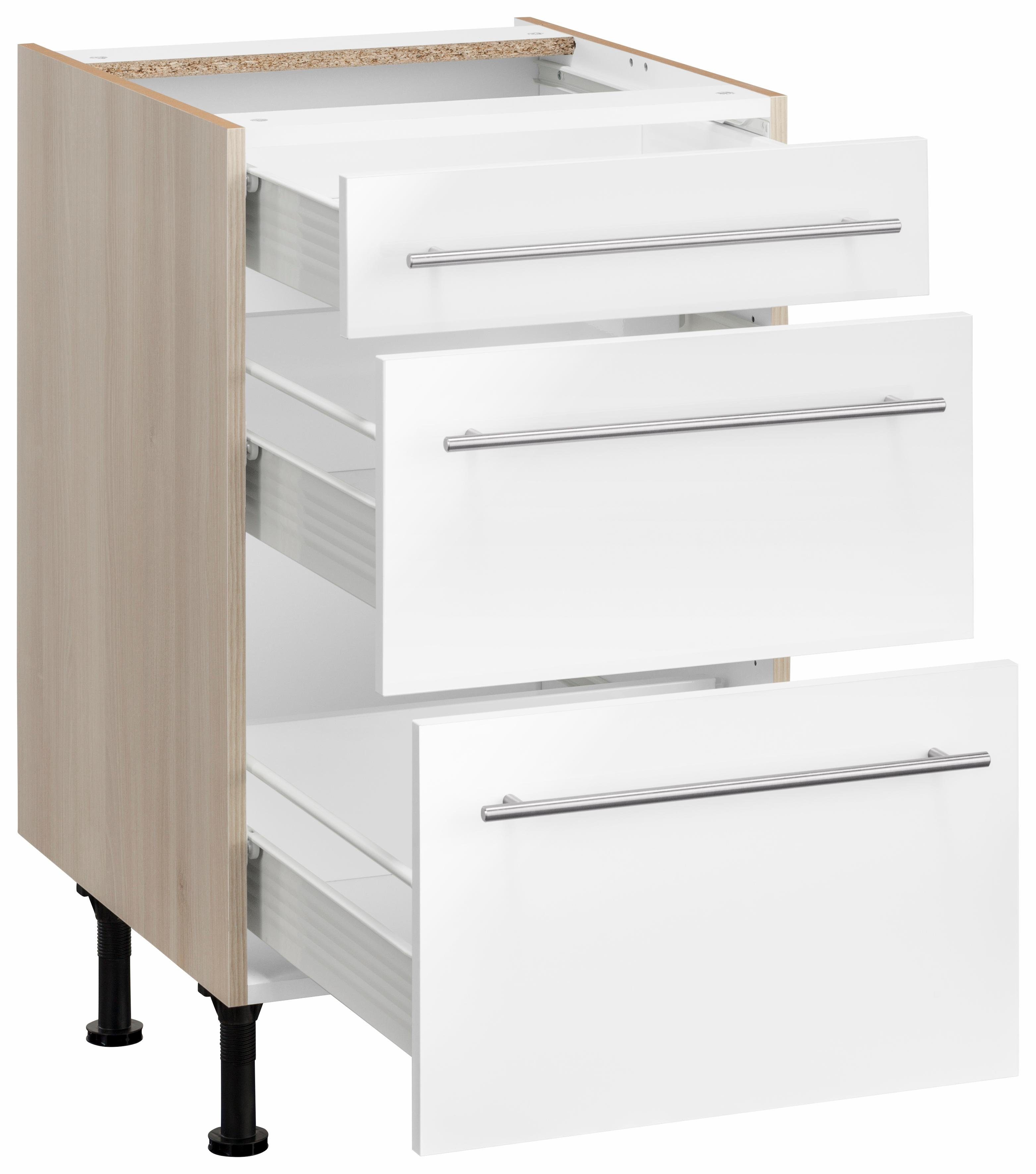 OPTIFIT Unterschrank Bern 50 cm breit, mit Schubkasten und 2 Auszügen, höhenverstellbare Füße