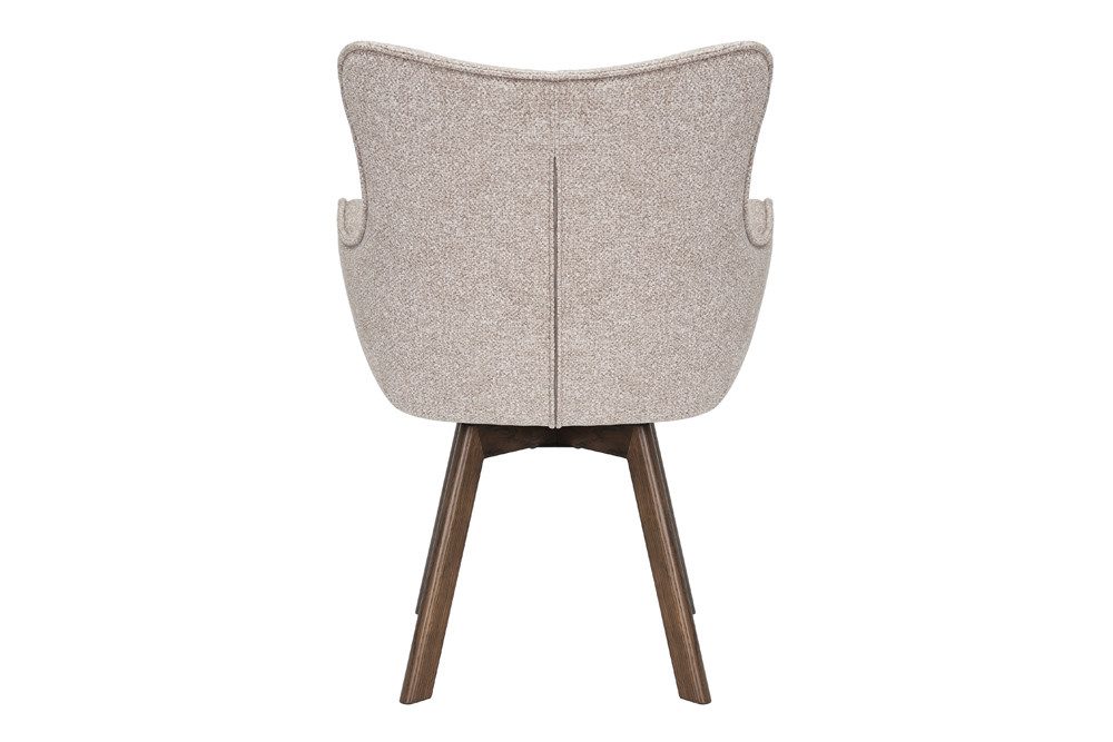 riess-ambiente Drehstuhl THOR beige / braun - Strukturstoff, Eichenholz, 360° drehbar, Armlehne (Einzelartikel, 1 St), Retro-Polsterstuhl - ideal für Ess-, Arbeits-, Wohnzimmer und Büro