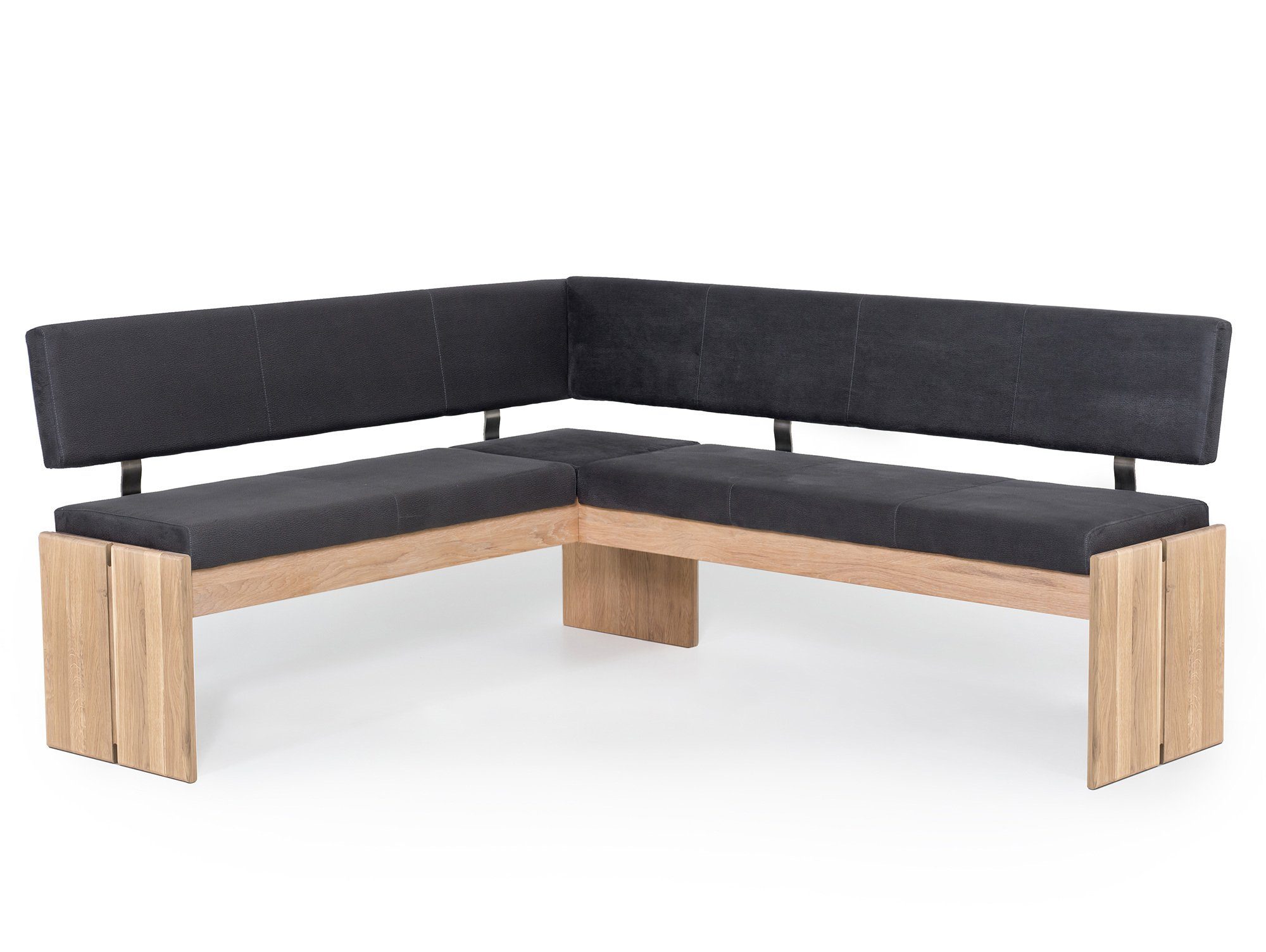 Moebel-Eins Eckbank, SIRION Eckbank mit Truhe aus Eiche, Material Massivholz/Bezug Mikrofaser