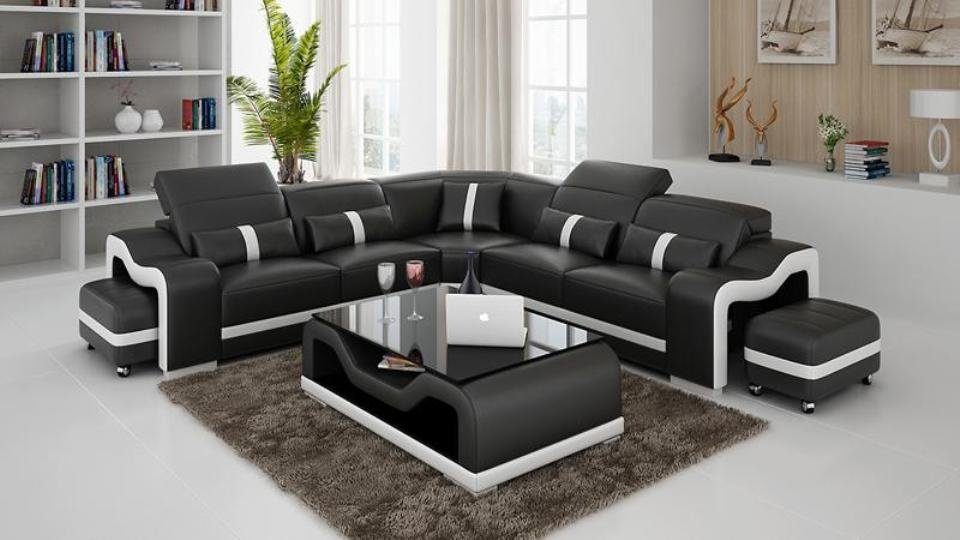 JVmoebel Sofa Eck Polster Form Couch Ecksofa, Ecksofa L Wohnlandschaft Leder Desing
