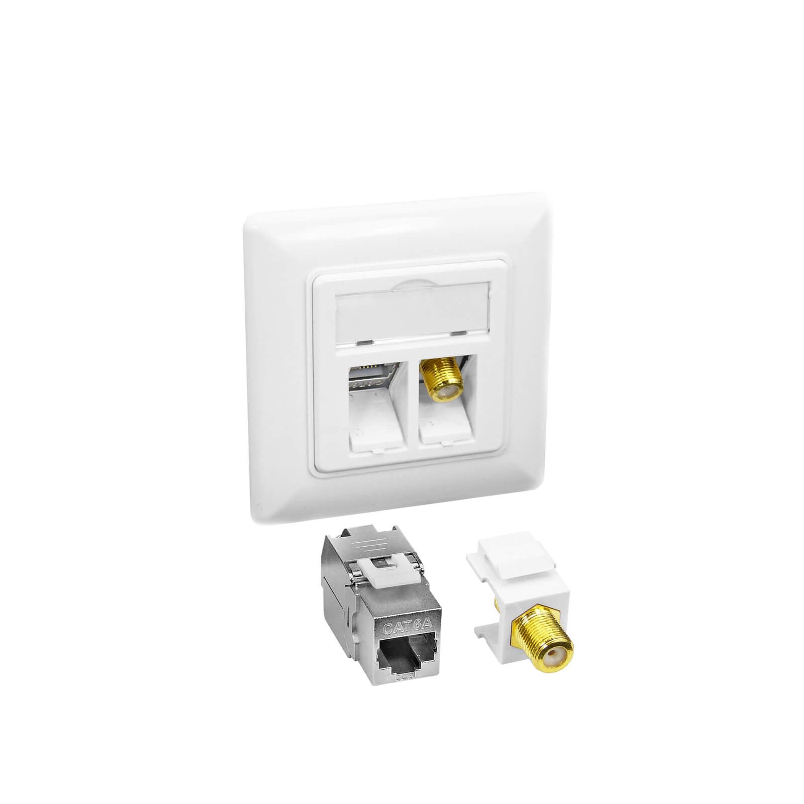 ProfiPatch ProfiPatch Cat.6A Netzwerkdose mit Keystone 10Gbit RJ45 LAN + TV SAT F Netzwerk-Adapter