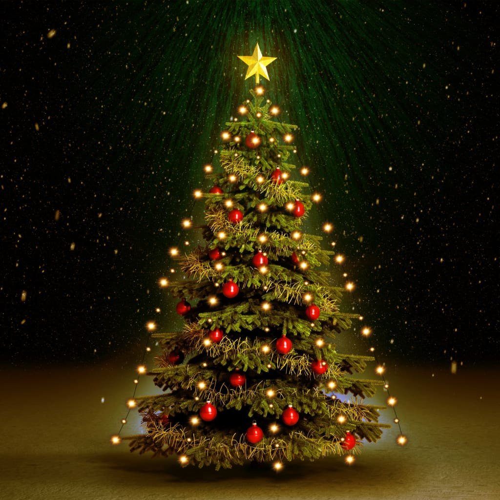 vidaXL Lichterschlauch Weihnachtsbaum-Lichternetz mit 150 LEDs 150 cm Warmweiß
