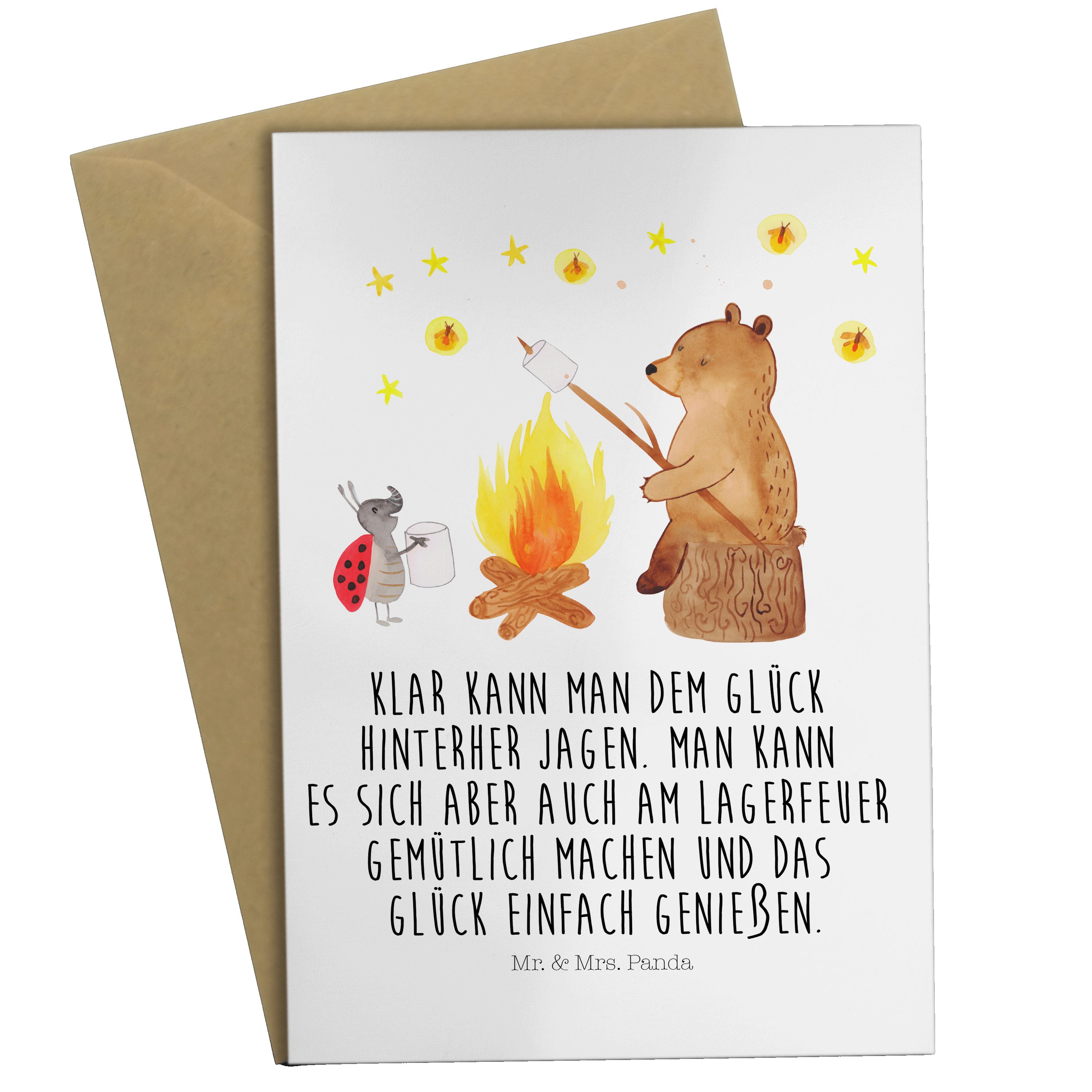 Mr. Lagerfeuer & - Geschenk, Grußkarte - Tedd Einladungskarte, Mrs. Marienkäfer Weiß Panda Bär &