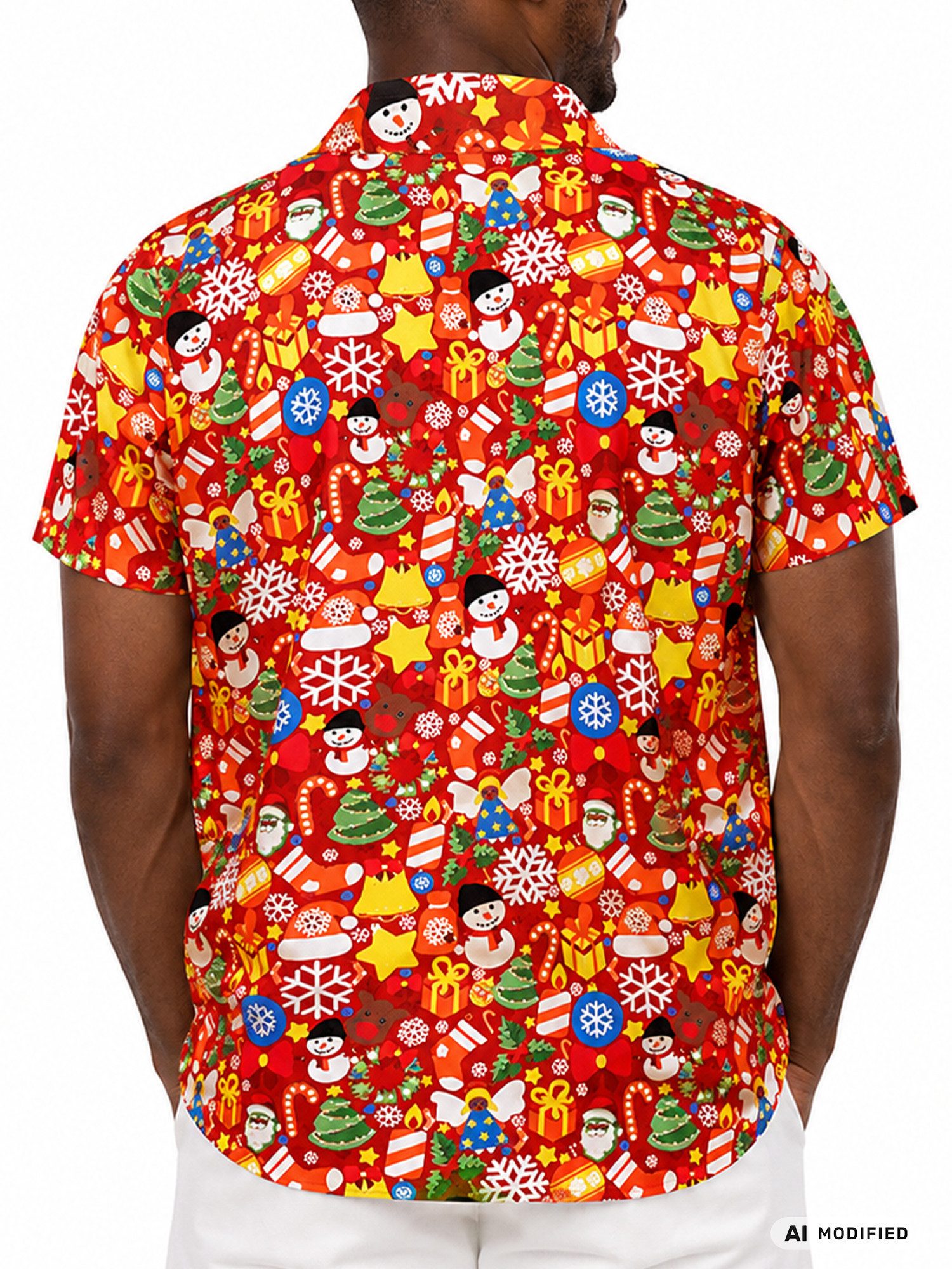 King Kameha Hawaiihemd "Christmas Allover" Funky Hawaii-Hemd Kurzarm Front-Tasche Unisex – Bild 4 von 5