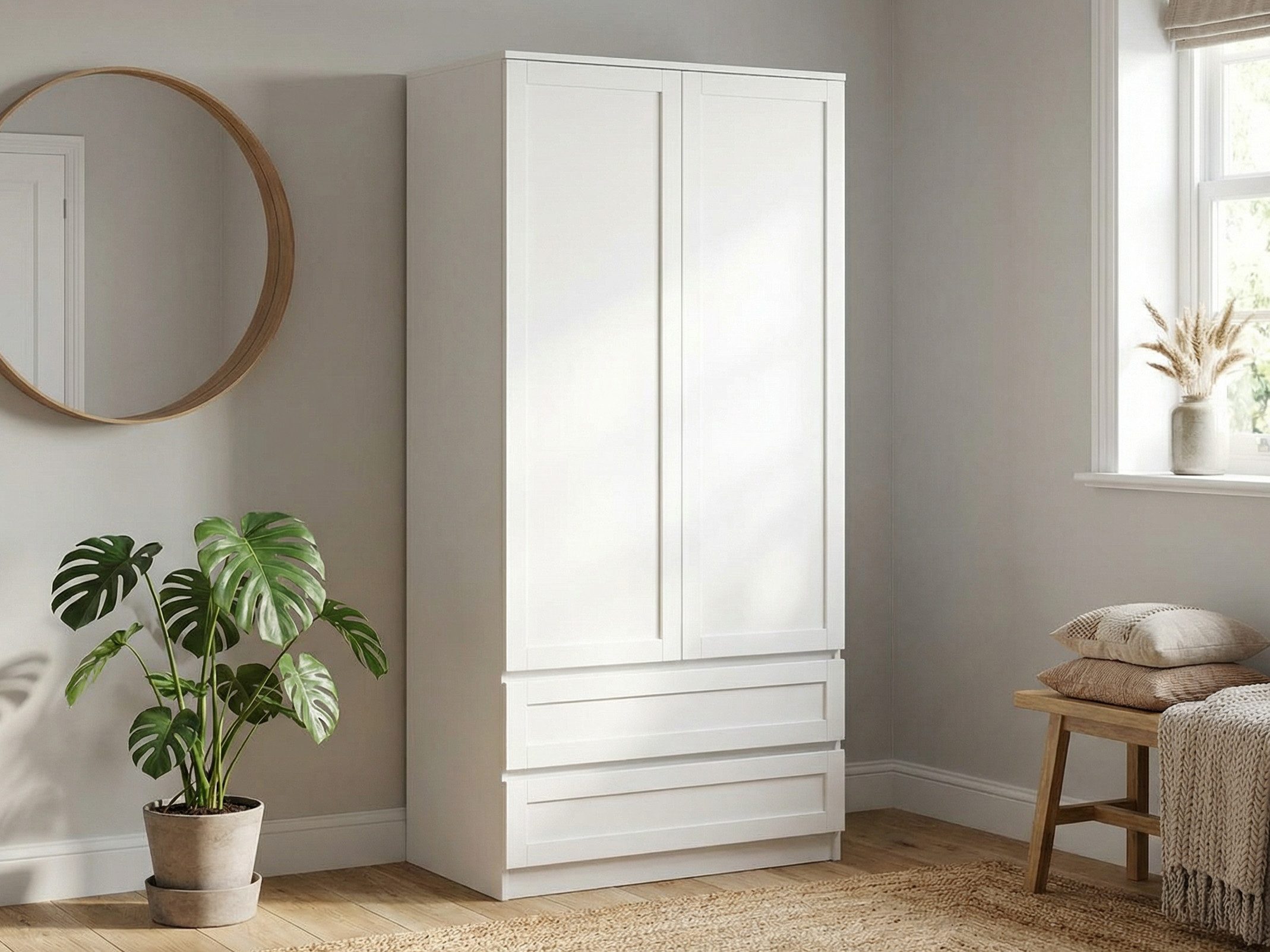 Beautysofa Kleiderschrank Moderne stilvolle elegante Garderobe mit Schubladen Paros (Push-to-Open-System) Breite: 90 cm