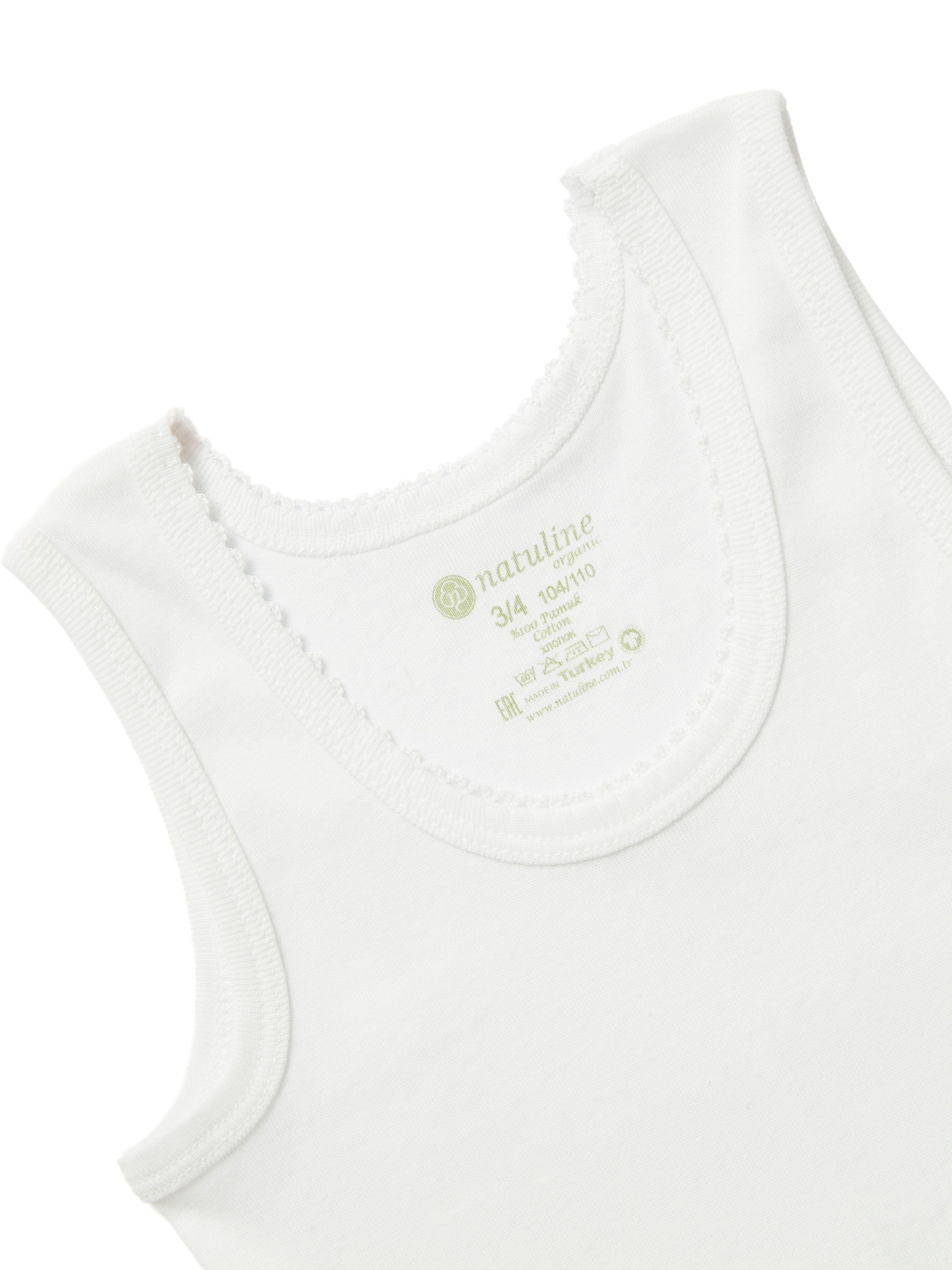 natuline Unterhemd 3er-Pack für Kinder Mädchen Weiß Feinripp-Qualität 100% Baumwolle (Set, 3-St., 3er-Pack) Achselshirt aus reiner Baumwolle mit Häkel, Rundstri – Bild 2 von 3