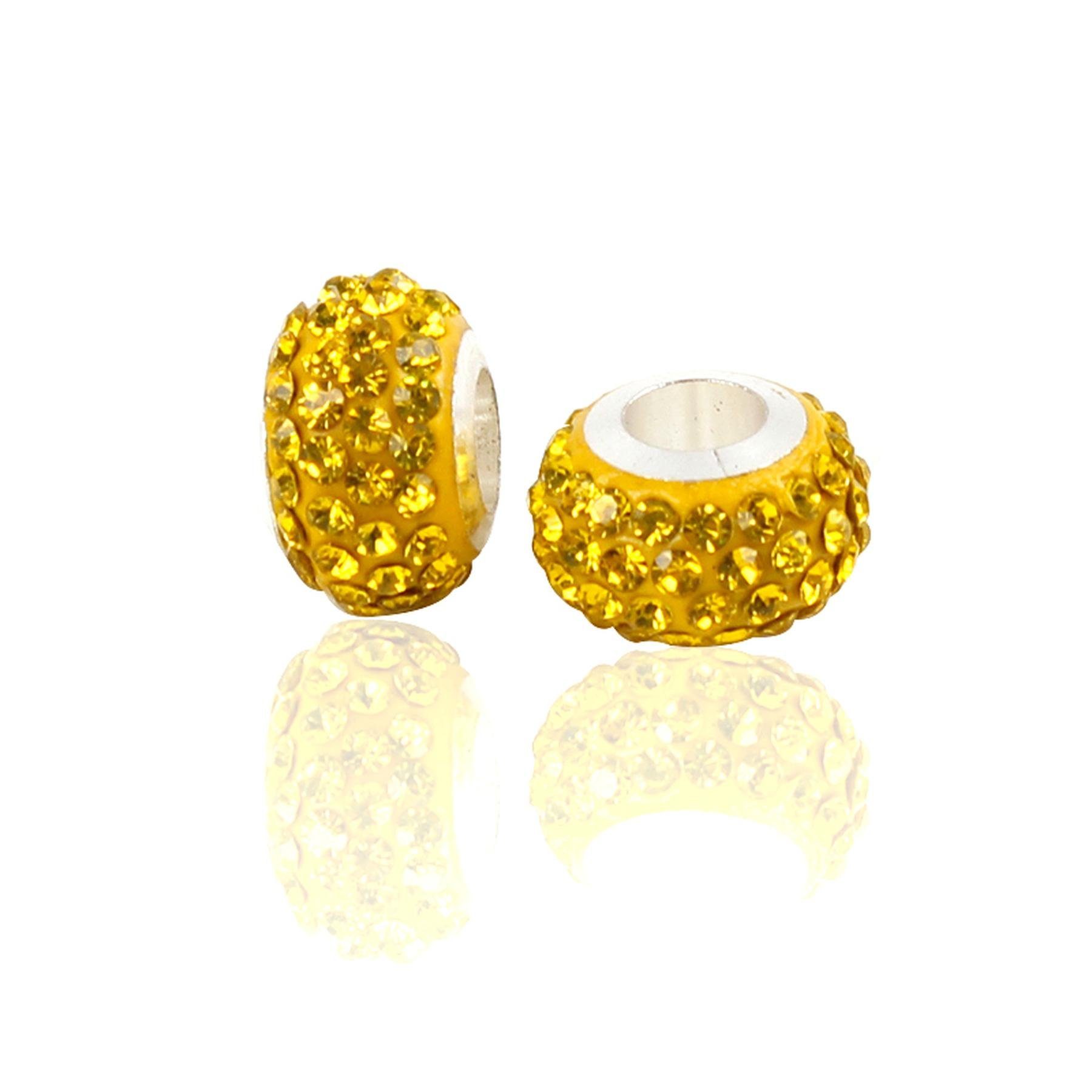 Kopper-24 Bastelperlen Großloch Spacer Charm Perlen Rondelle Stassperlen glitzernd 12 mm, 10