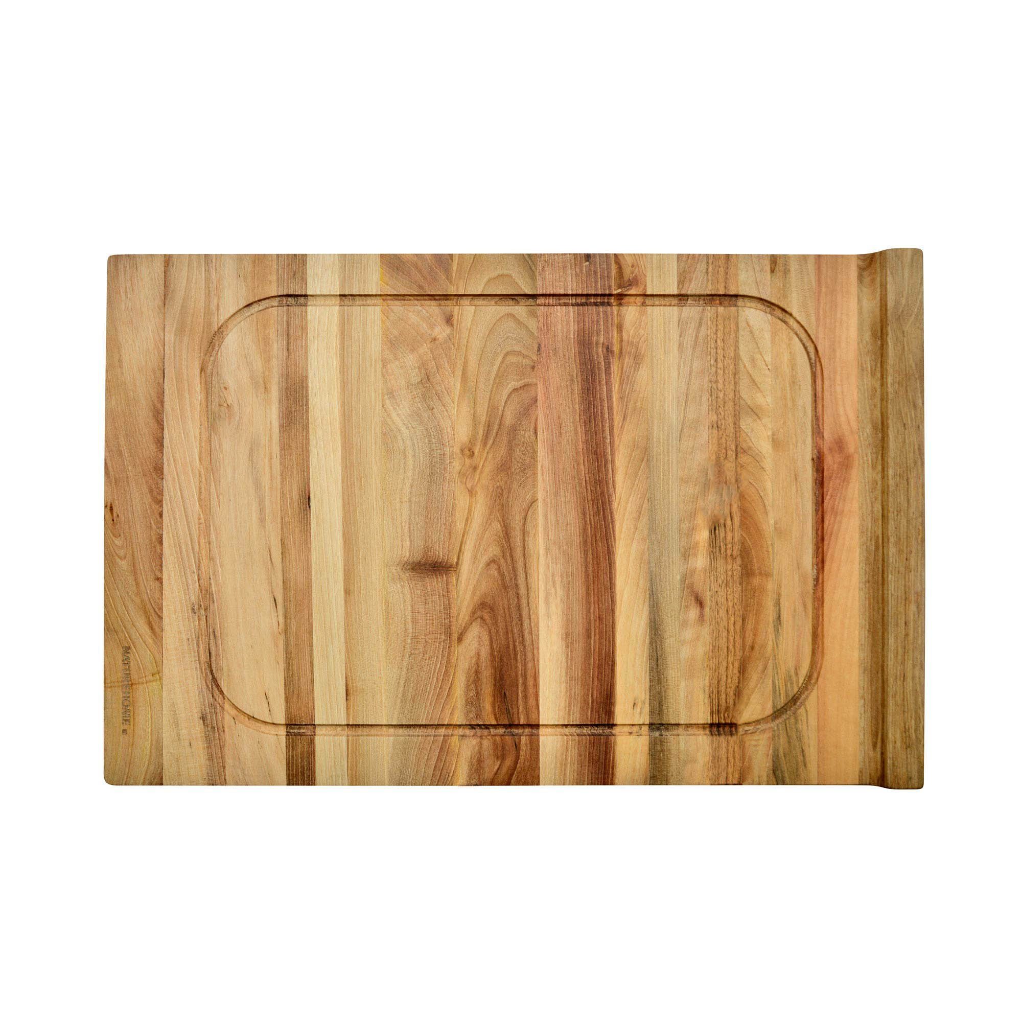 Schneidebrett mit (1-St), Holz, Holz, Anschlag 60x40x4 NATUREHOME cm, und Handarbeit, Massivholz, Nussbaum-Holz Saftrille Nachhaltig Küchenbrett