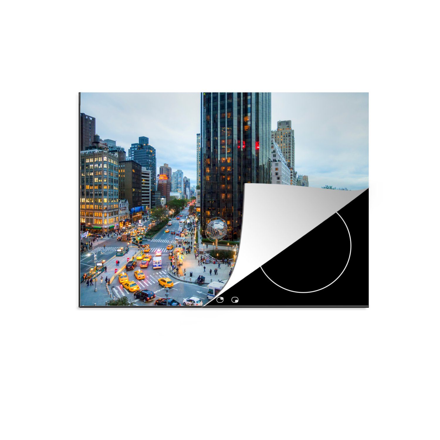 MuchoWow Herdblende-/Abdeckplatte New York - Broadway - Taxi, Vinyl, (1 tlg), 71x52 cm, Induktionskochfeld Schutz für die küche, Ceranfeldabdeckung