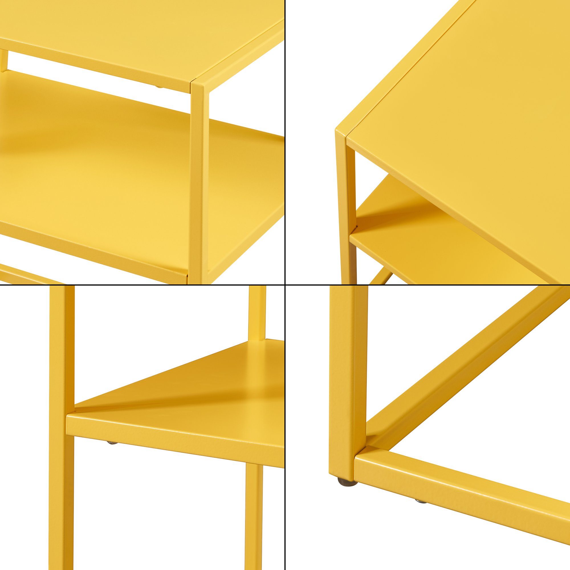 en.casa cm Gelb Ablage 50 mit 40 Beistelltisch, Stahl x aus 45 x »Raahe«