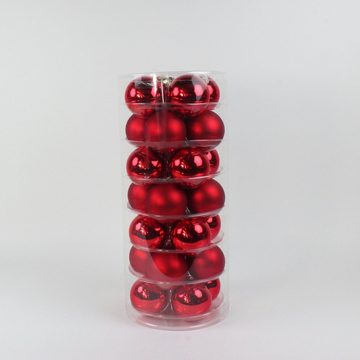 Lucht Weihnachtsbaumkugel Glas-Kugel-Box Ø 6 cm rot matt/glänzend 28 Stück von Lucht