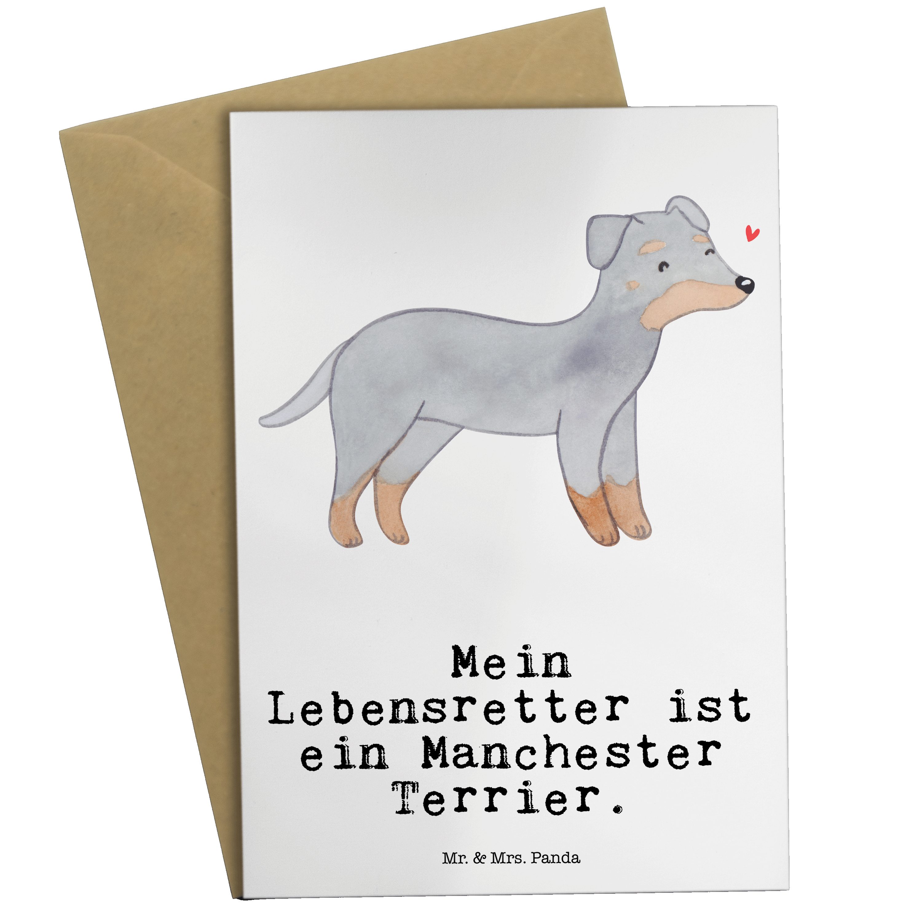 Mr. & Mrs. Panda Grußkarte Manchester Terrier Lebensretter - Weiß - Geschenk, Glückwunschkarte