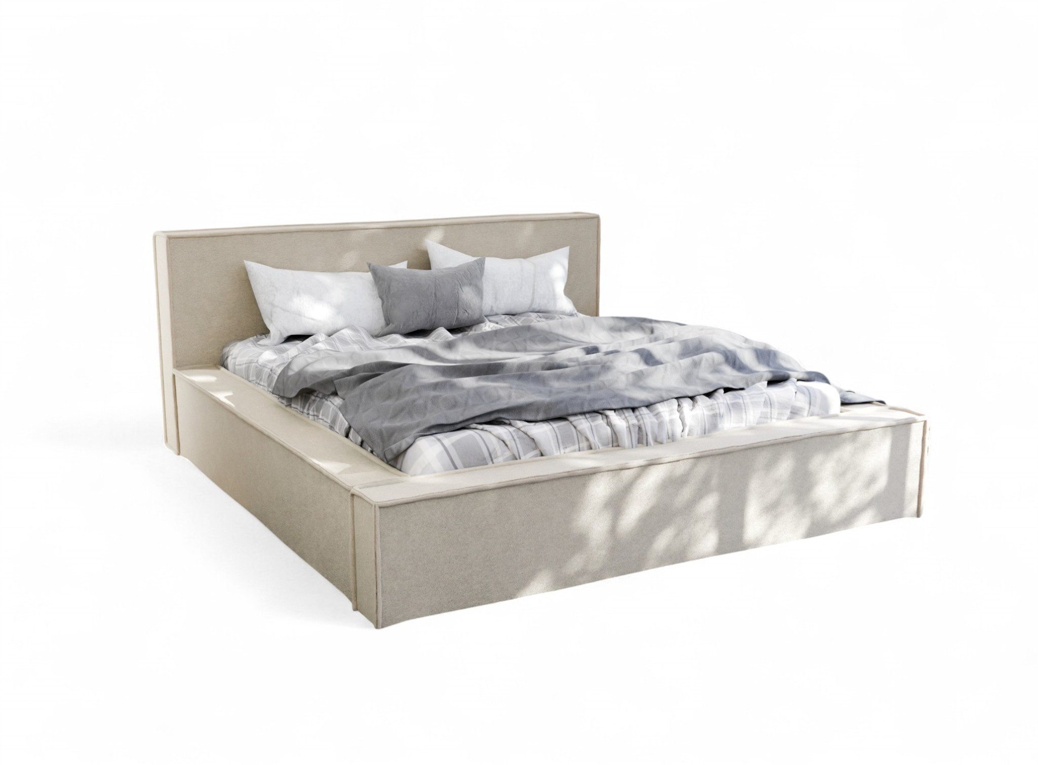 Fun Möbel Polsterbett Doppelbett ALDANA in Stoff Freya (ohne Matratze), ein großer Bettkasten