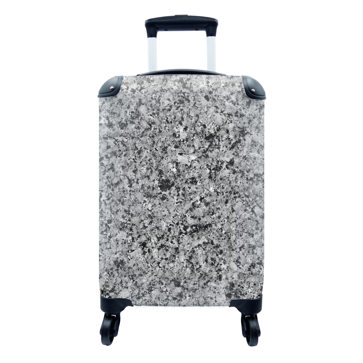 Granit Schwarz Kristalle Trolley, Handgepäckkoffer Handgepäck mit Reisekoffer für 4 Ferien, - MuchoWow Grau, rollen, Reisetasche - - Rollen,