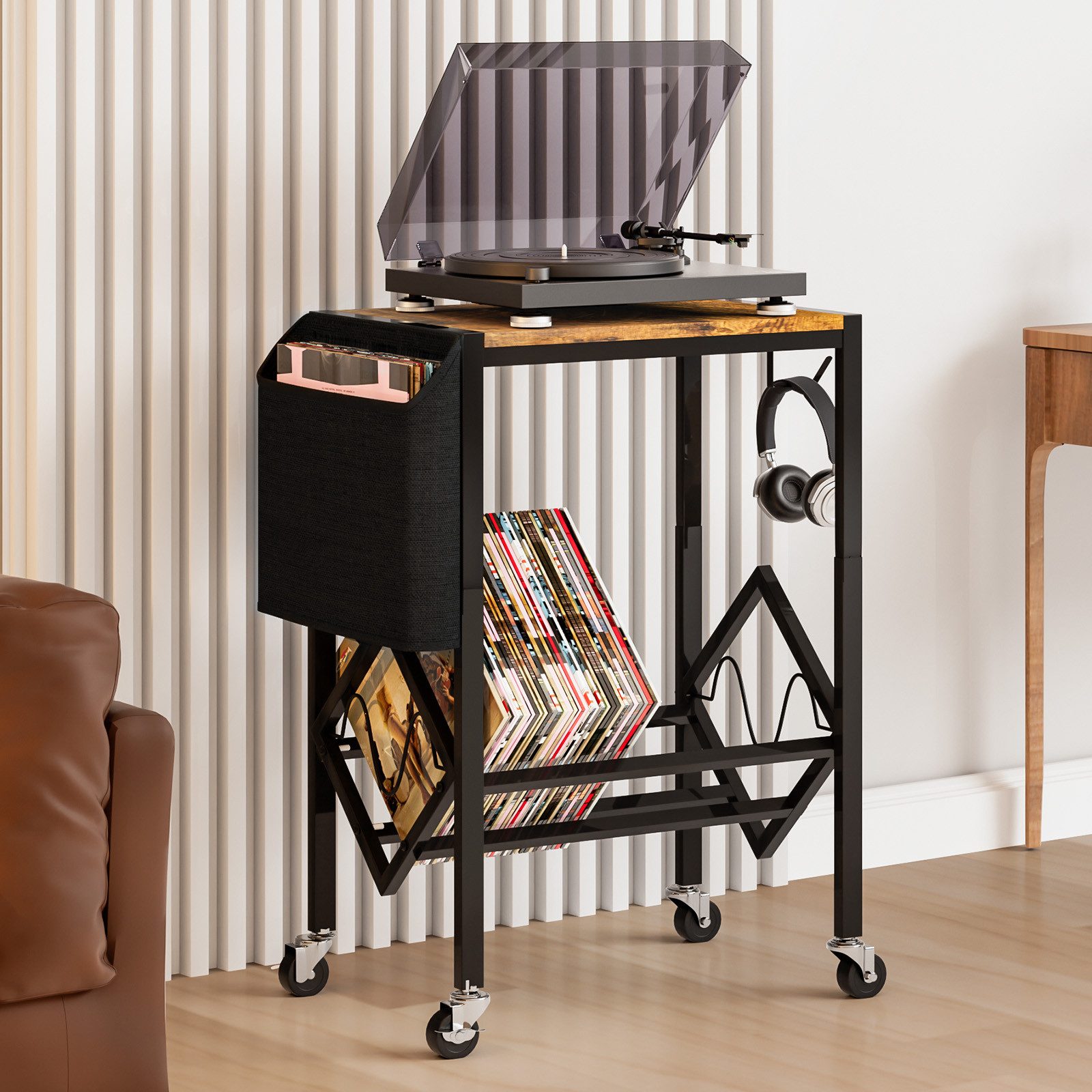 Yorbay Beistelltisch Schallplatten Regal, 4 Lenkrollen günstig online kaufen