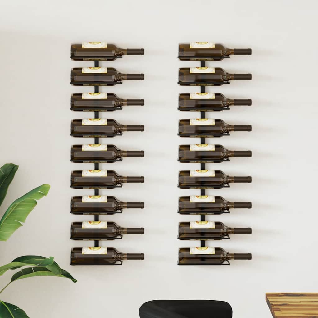 vidaXL Weinregal Wand-Weinregale für 18 Flaschen 2 Stk. Schwarz Eisen, 1-tlg.