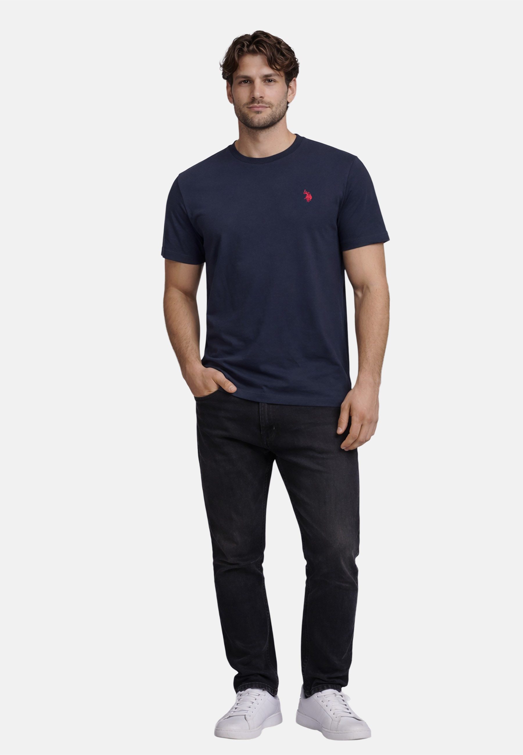 U.S. Polo Assn. T-Shirt USCaaleb – Herren Basic mit Rundhalsausschnitt 100 % Baumwolle mit weicher Haptik und leichtem Tragegefühl