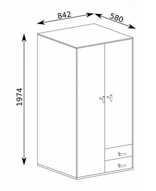 Furnix Kleiderschrank SENEZA S-1 mit zwei Türen & 2 Schubladen Warmia Nussbaum