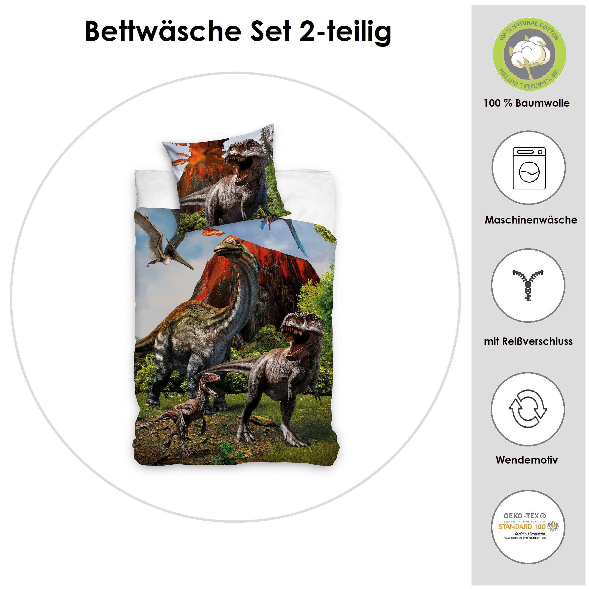 Familando Kinderbettwäsche "Urzeit" mit Vulkan & günstig online kaufen