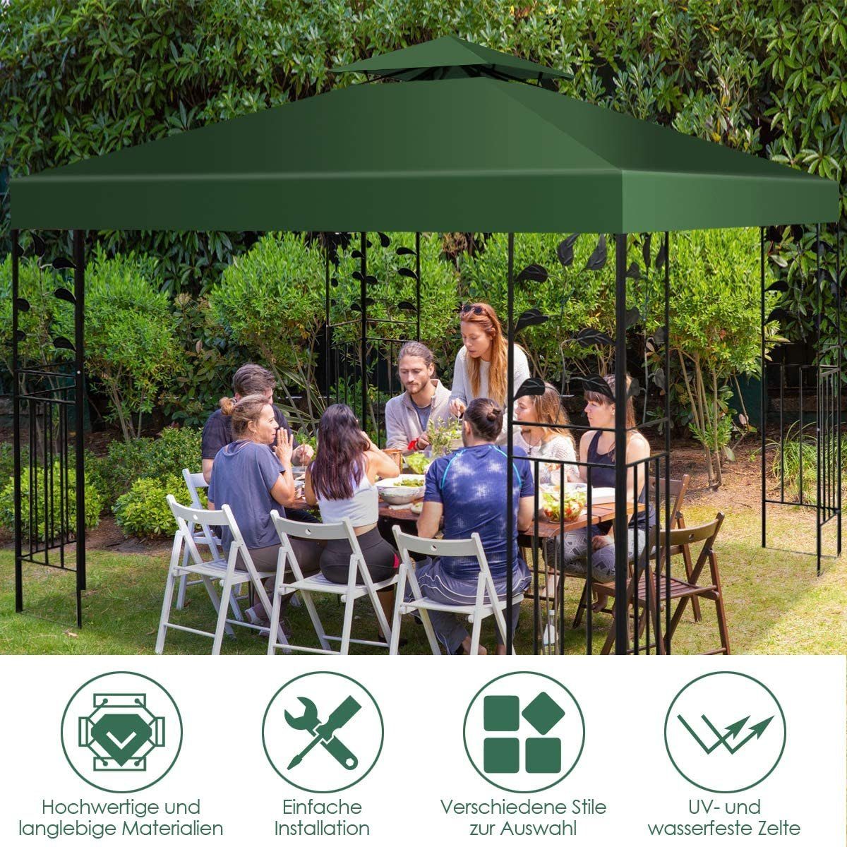 KOMFOTTEU Pavillon-Ersatzdach 3x3 m, Wasserabweisend, Doppeldach, Mehrfarbe günstig online kaufen