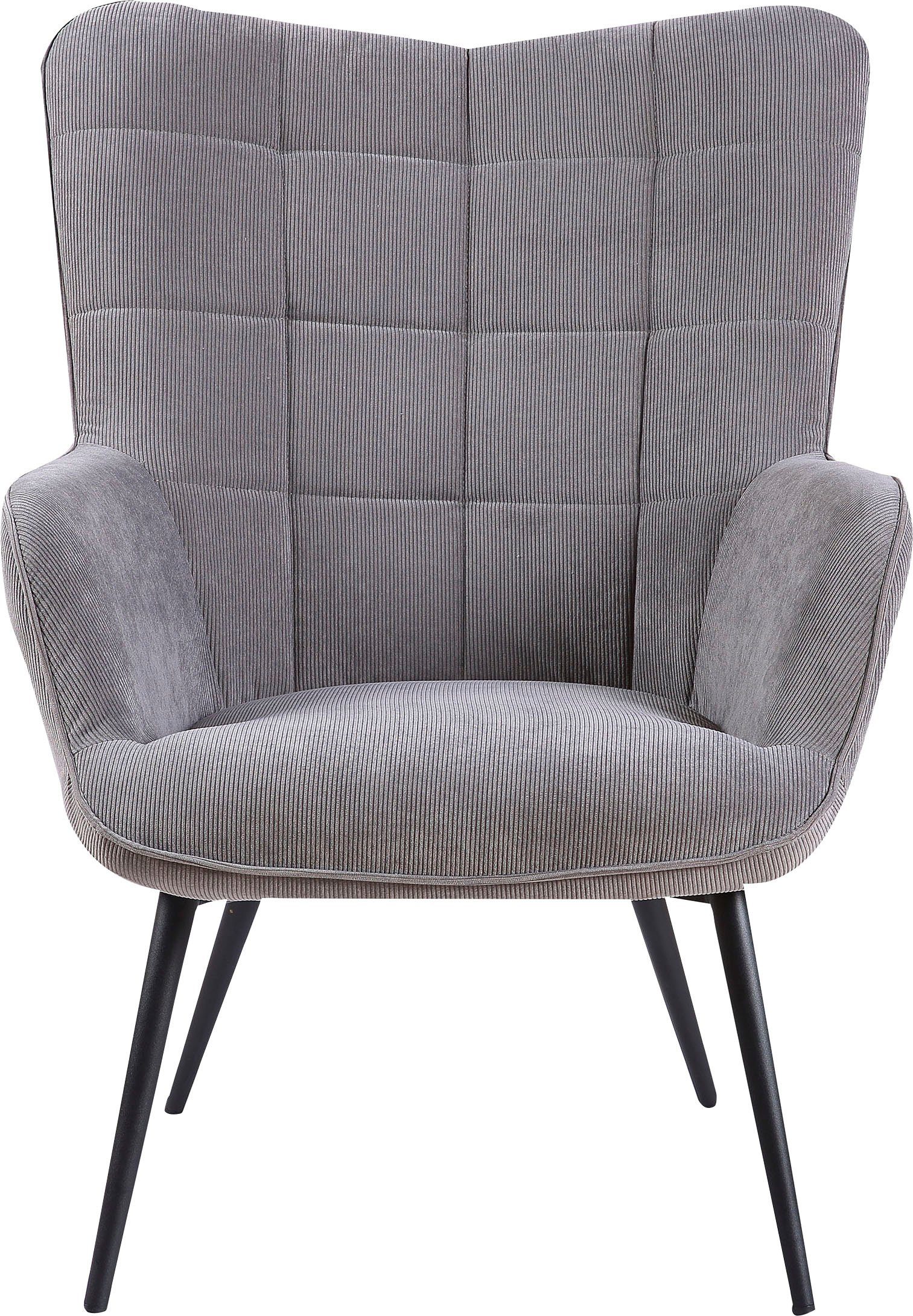 byLIVING Sessel Uta mit (1-St), wahlweise Samt grau Webstoff in ohne oder | Hocker, Cord, grau oder