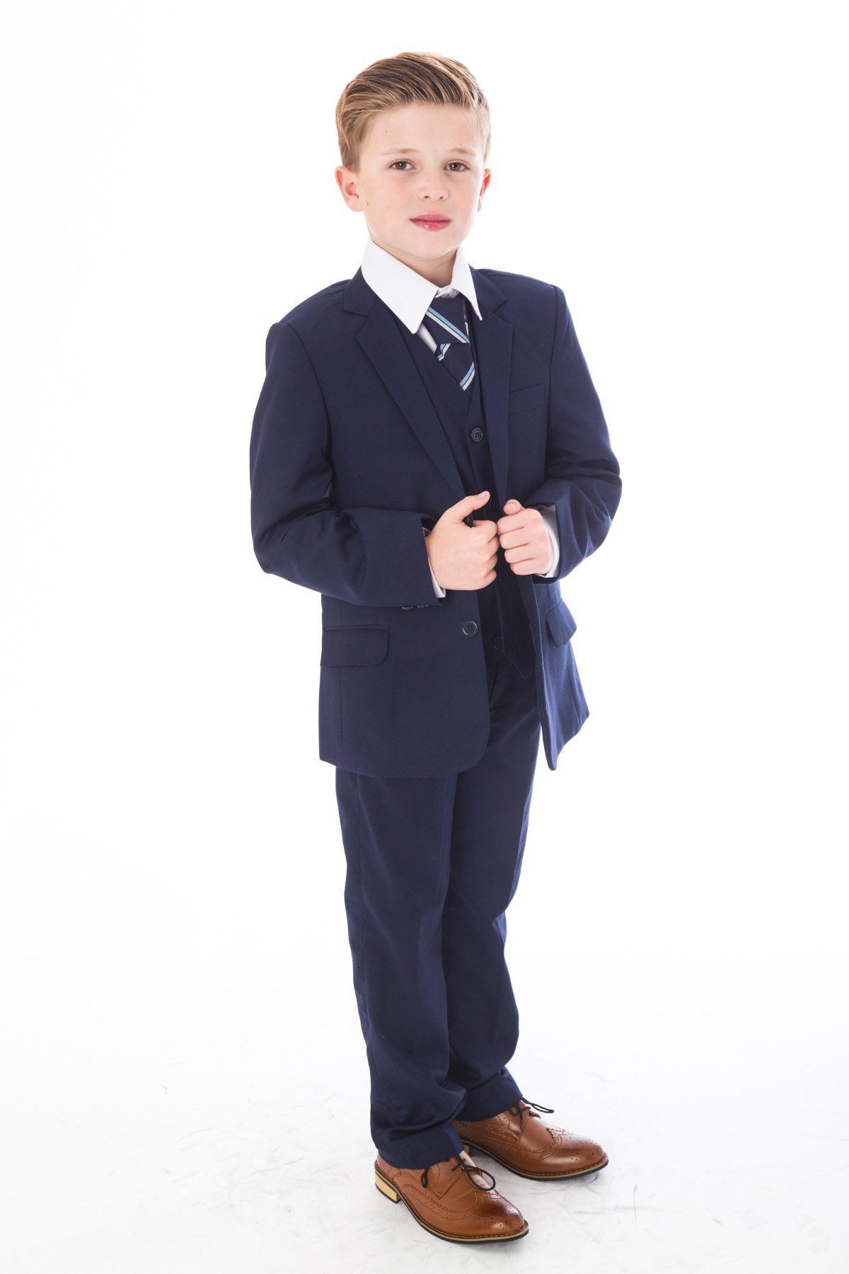 Melli-Trends Kinderanzug 5-teilig »Festlicher Jungen Anzug, Kommunionanzug  in Dunkelblau« (Set: Sakko, Hose, Weste, Hemd und Krawatte, 5-Teilig)  online kaufen | OTTO