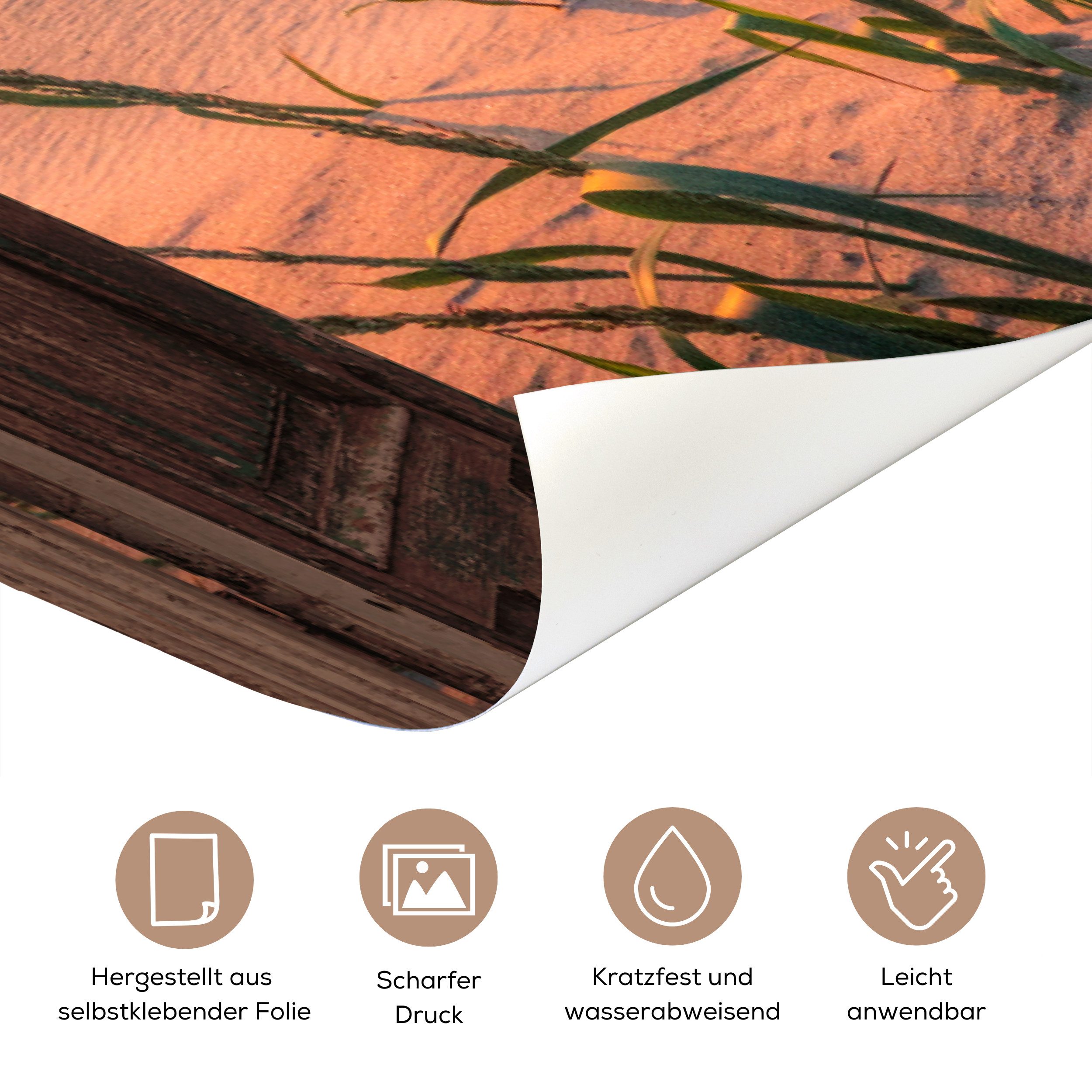 MuchoWow Türtapete Durchblick - Strand - Meer - Natur - Dünen, Matt, bedruckt, (1 St), Selbstklebende Tapete, Folie für Möbel, 70x215 cm