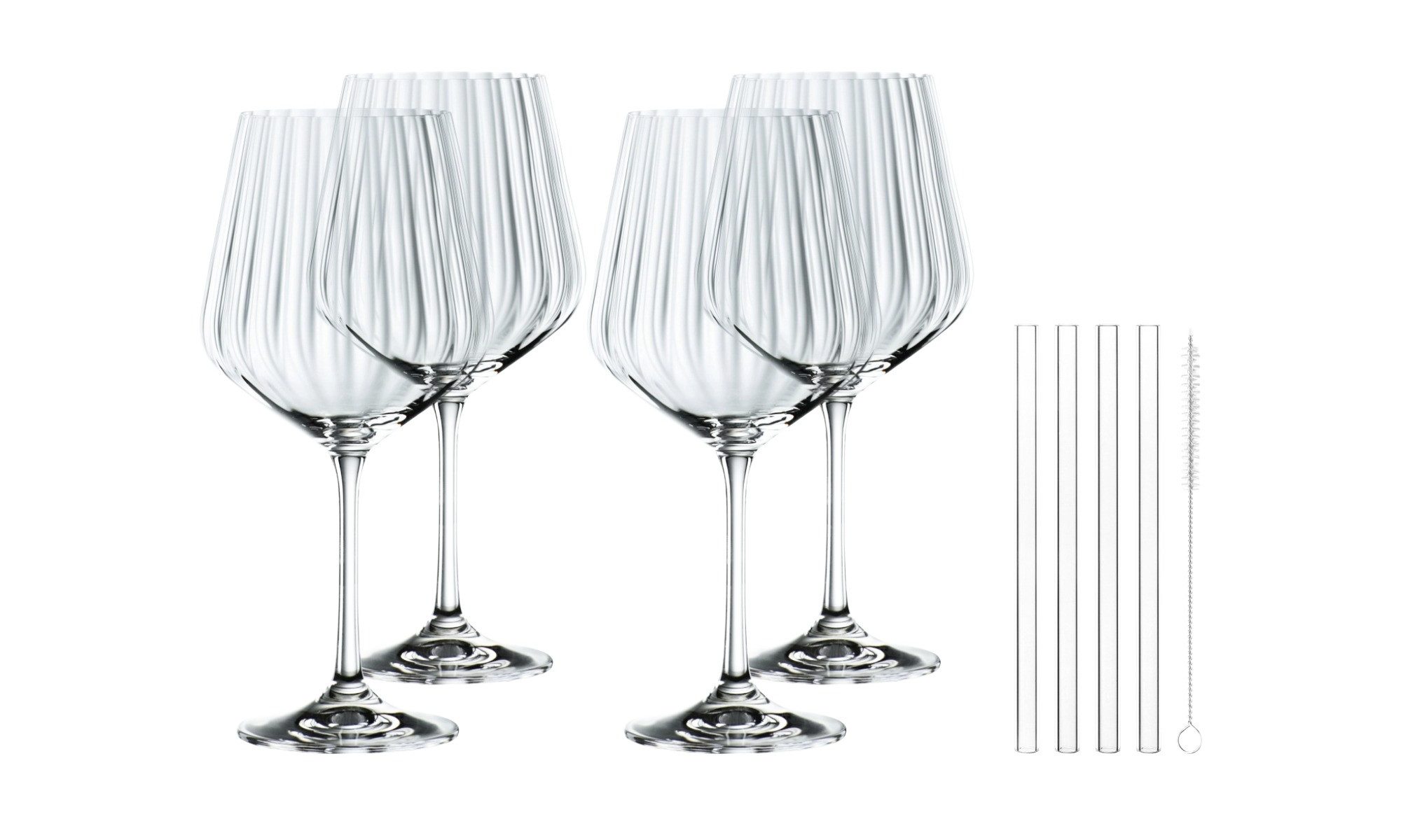 Nachtmann Longdrinkglas Nachtmann Tastes Good 4 Gin & Tonic Gläser + Glastrinkhalme, Glas, Kristallglas