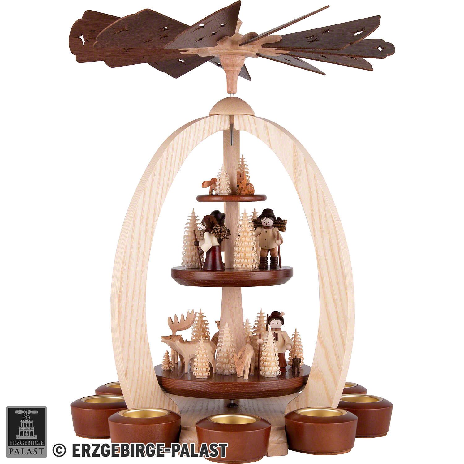 Erzgebirge-Palast Weihnachtspyramide 3-stöckige Pyramide Im Wald - Exklusiv (44cm) von Erzgebirge-Palast